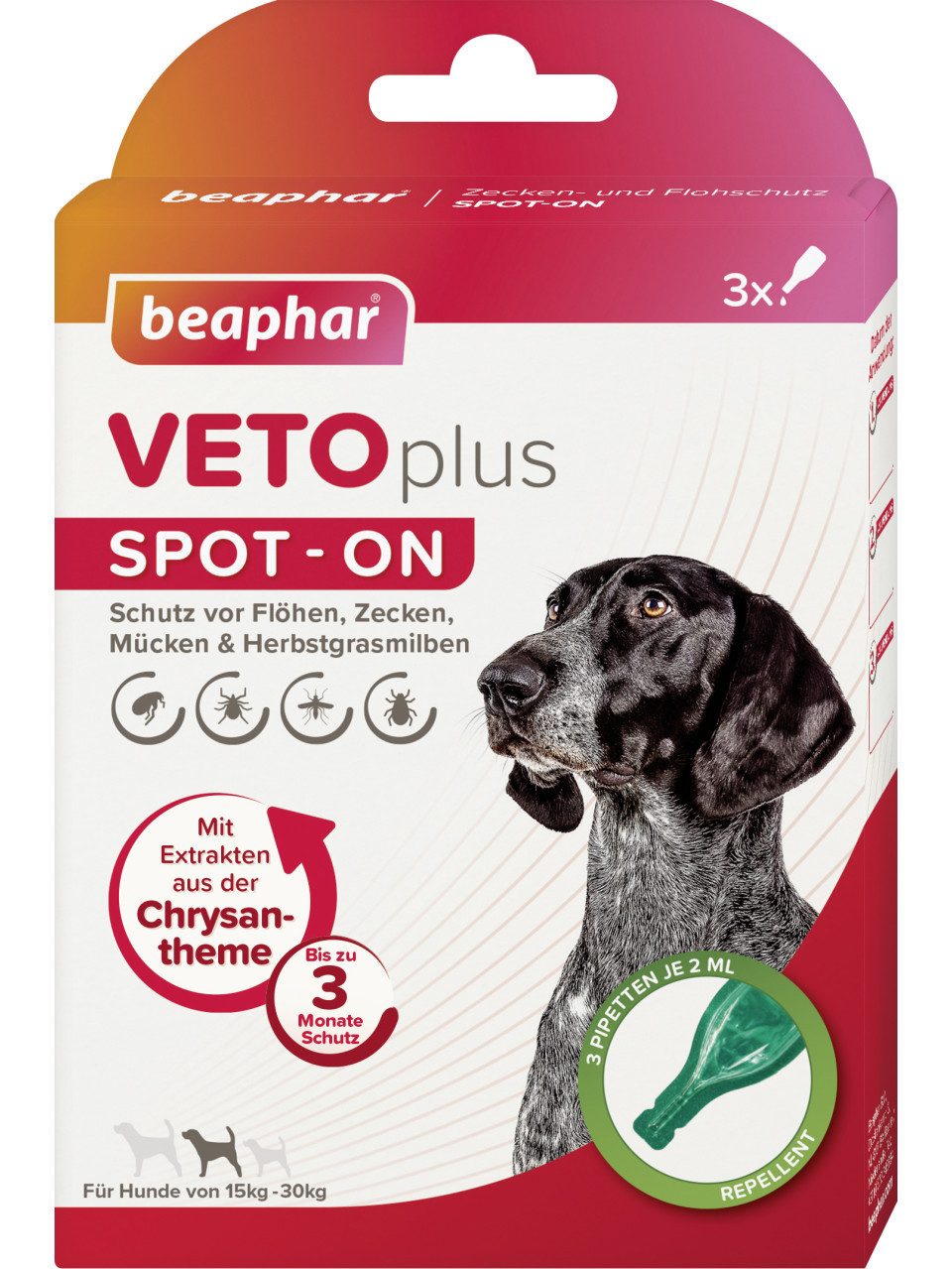 beaphar Hundehandtuch Beaphar VetoPlus Spot-On für mittelgroße Hunde 15