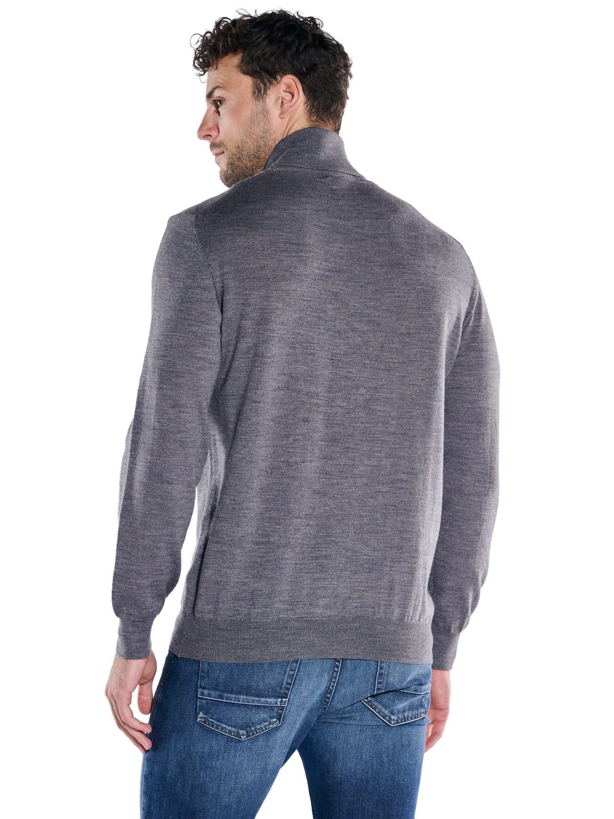 emilio adani Wollpullover Herren Pullover mit Merinowolle, Silbergrau günstig online kaufen