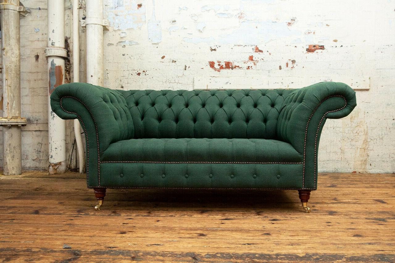 Xlmoebel Chesterfield-Sofa Traditionelle Polstermöbel Chesterfield Grünes Sofa aus Stoff, 1 Teile, Hergestellt in Europa