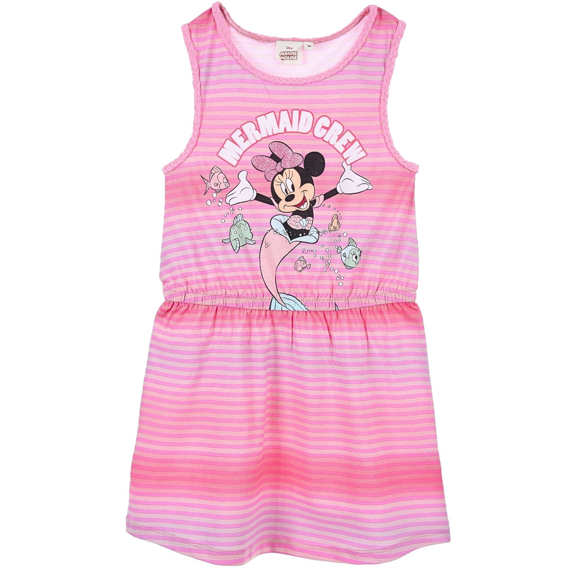 Mädchen Crew 98-128 Mouse Jerseykleid Pink Gr. Sommerkleid cm Minnie Maus- Disney Mermaid Minnie