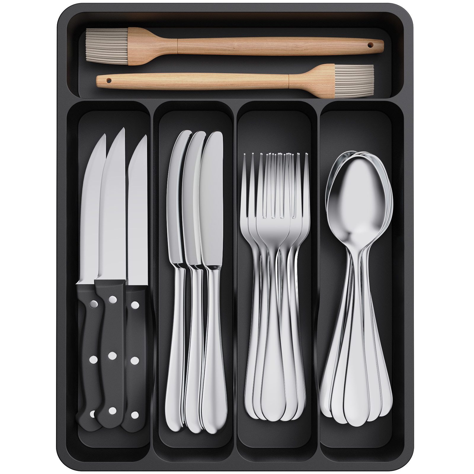 Lifewit Besteckeinsatz Besteckkasten 23x32 cm, 5 Fächer, Kunststoff Besteckeinsatz Küche. (Set), Robust