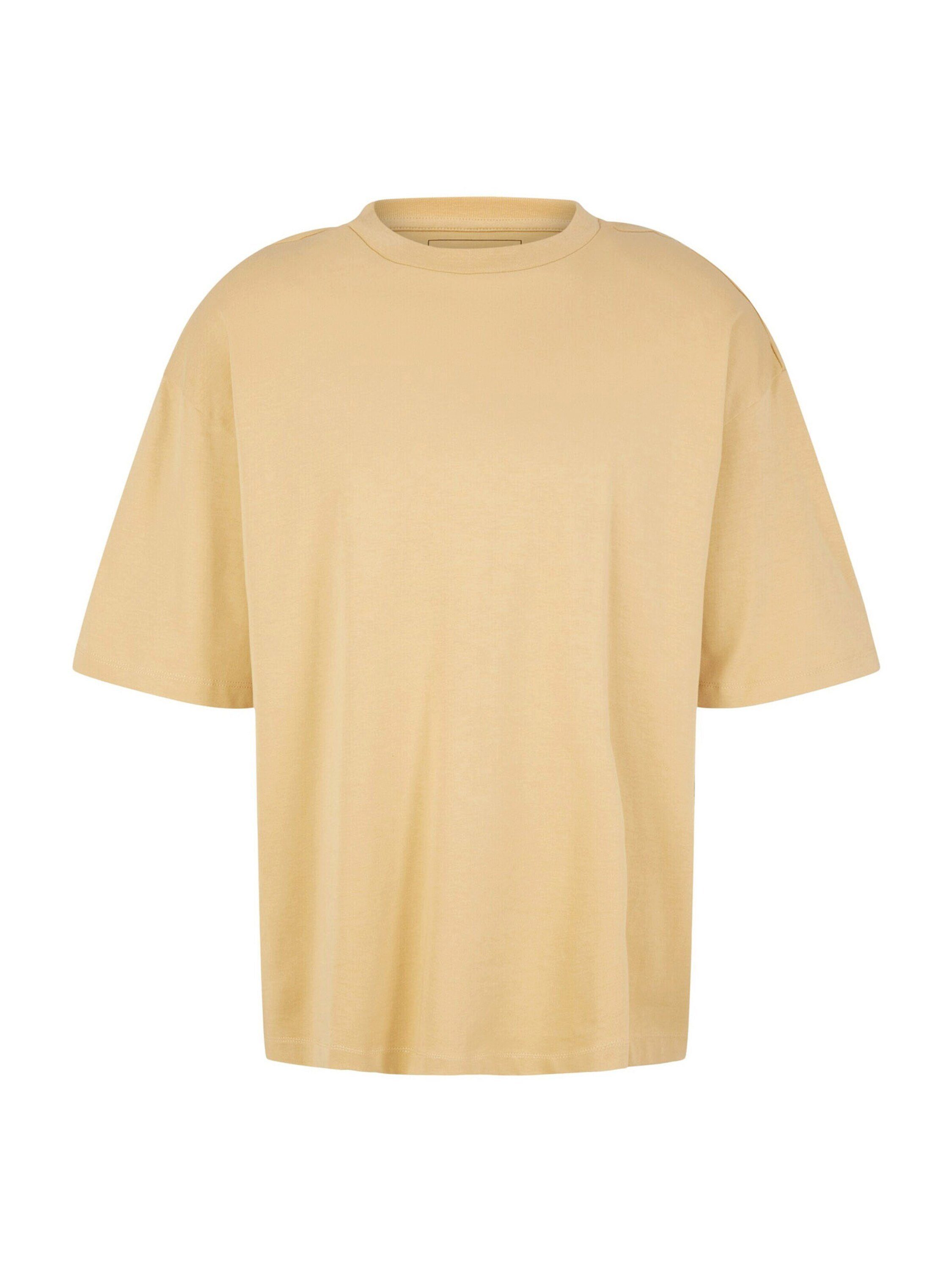 T-Shirt (1-tlg) brown Denim TOM rice TAILOR