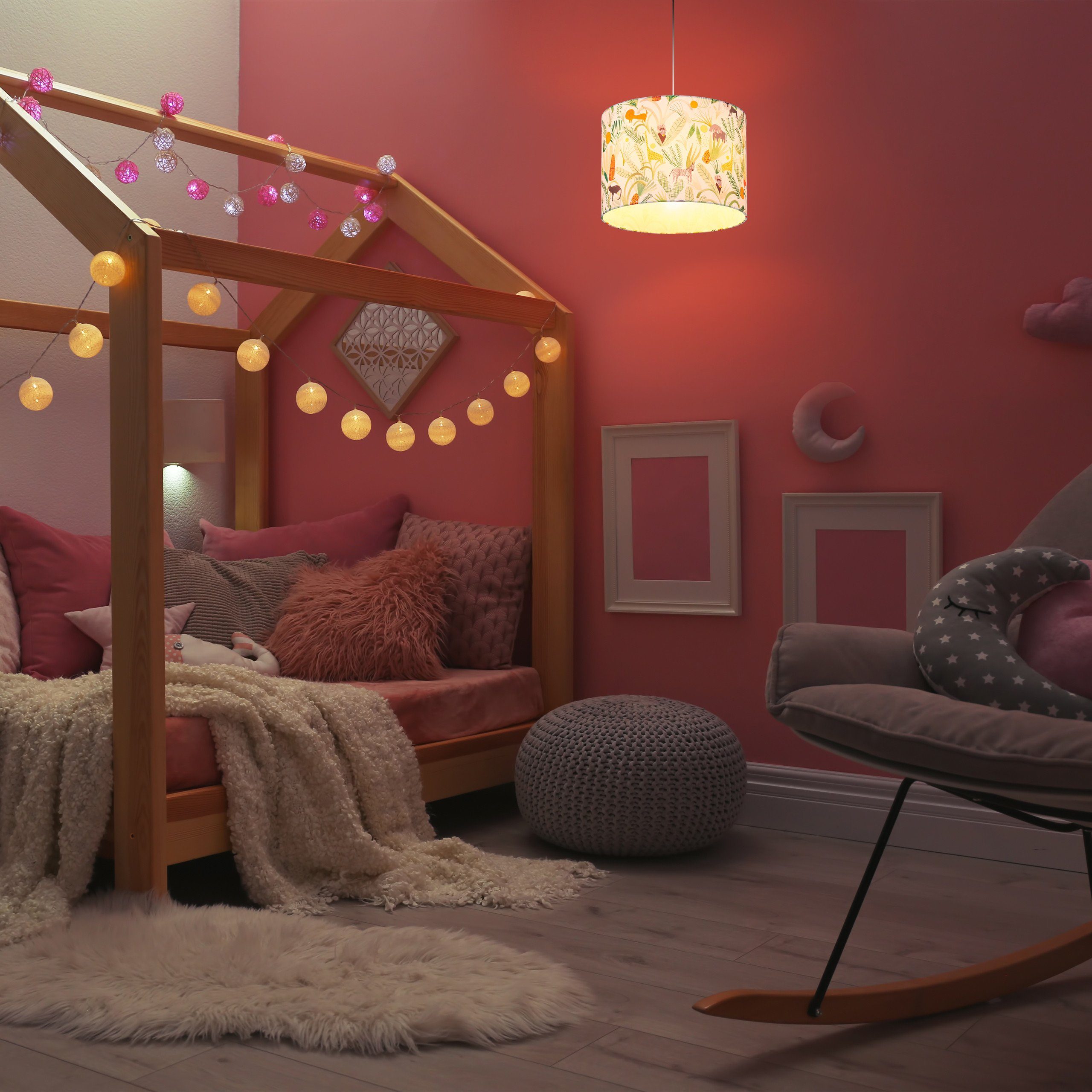 relaxdays Hängeleuchte Dschungel Hängelampe Kinderzimmer