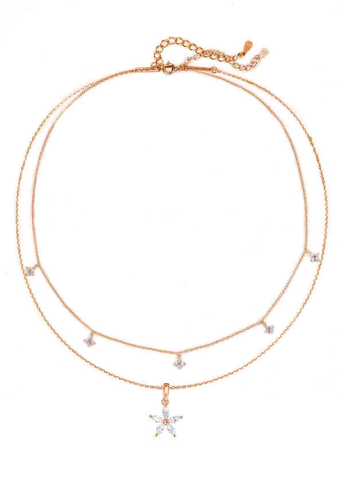 Hey Happiness Ketten-Set ‘Blütenblatt‘ 925 Silber Layer Damen Blume Zirkoni günstig online kaufen