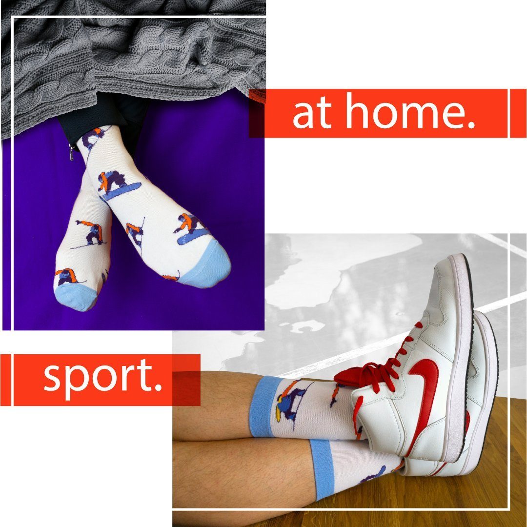 TwoSocks Freizeitsocken Snowboard Socken lustige Socken Herren & Damen, Einheitsgröße