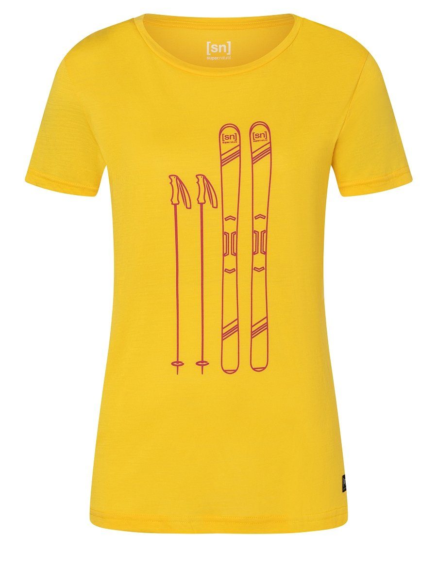 SUPER.NATURAL Print-Shirt Merino T-Shirt W SKIING TEE bequemer Merino-Materialmix