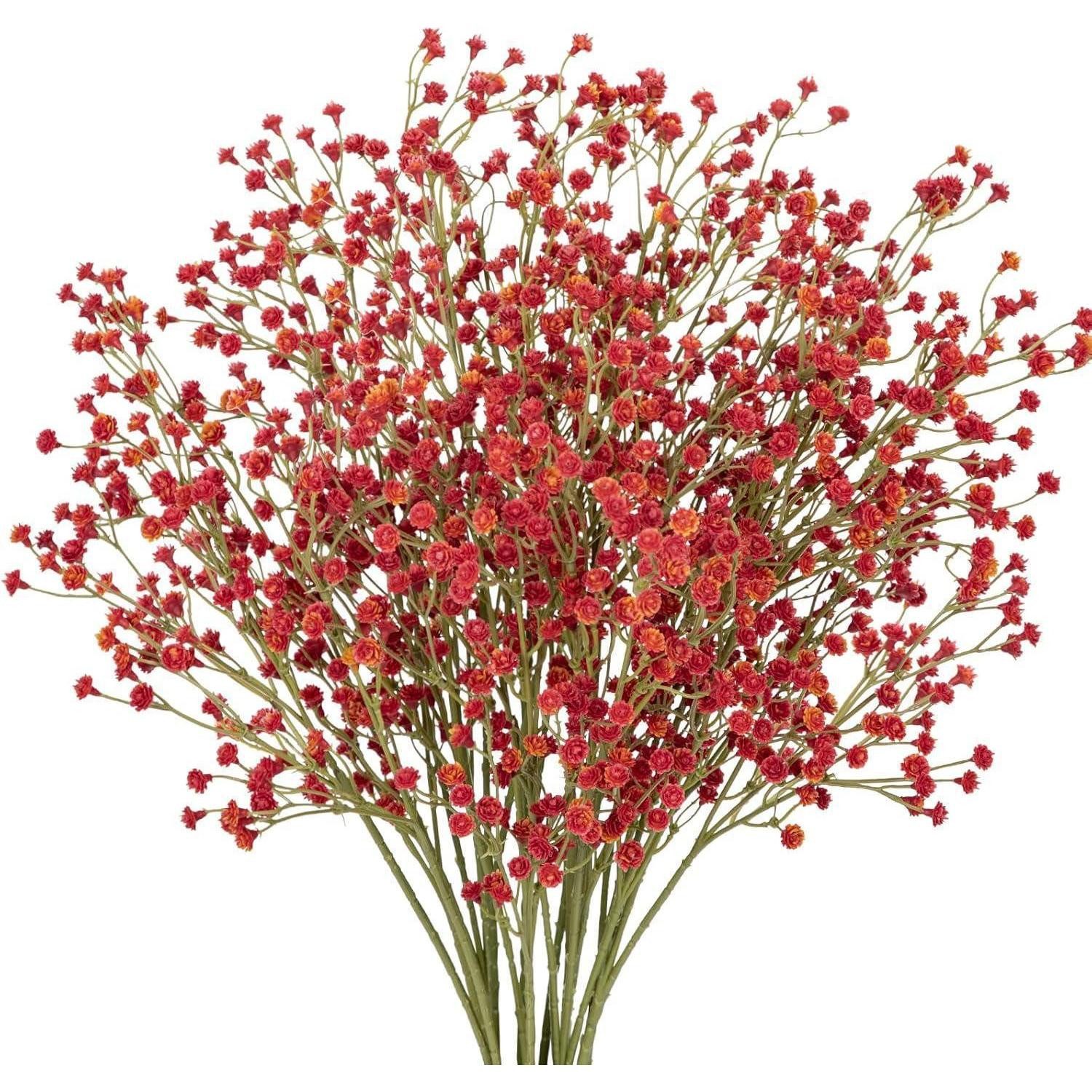 Kunstblumenstrauß Kunstblumen Schleierkraut Gypsophila 10 Stück Blumenstrauß Rot, LuxusKollektion, Höhe 60 cm