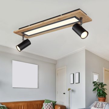 Globo LED Deckenleuchte, Leuchtmittel nicht inklusive, Warmweiß, LED Deckenleuchte Wohnzimmerlampe Spots beweglich Holzoptik L 60 cm