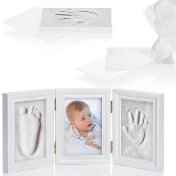 all Kids United Bilderrahmen zum Basteln Baby Gipsabdruck-Set, Gips Fotorahmen für Hand- & Fußabdruck