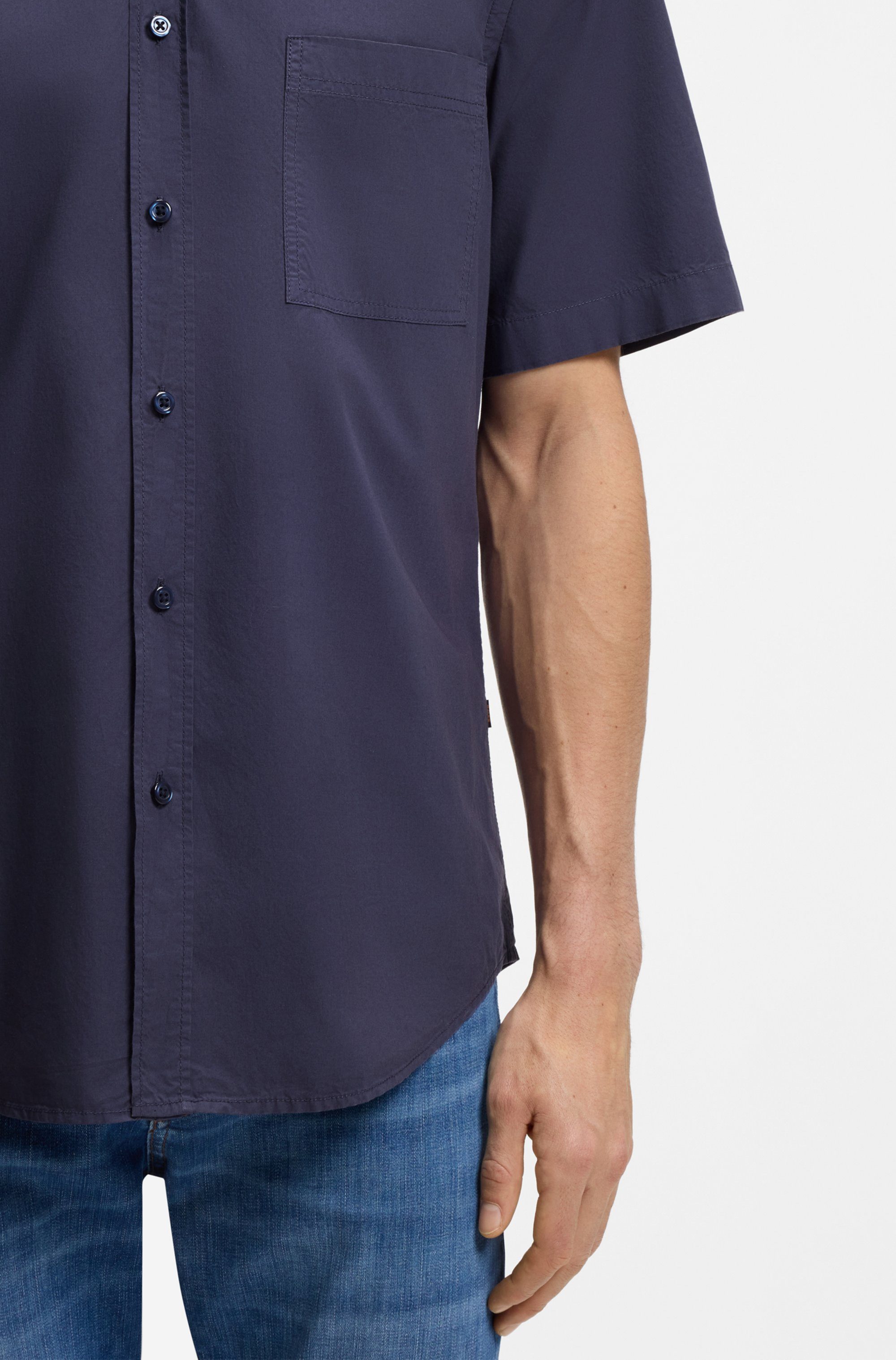 BOSS ORANGE Kurzarmhemd Regular Fit, Kentkragen, Kurzarm