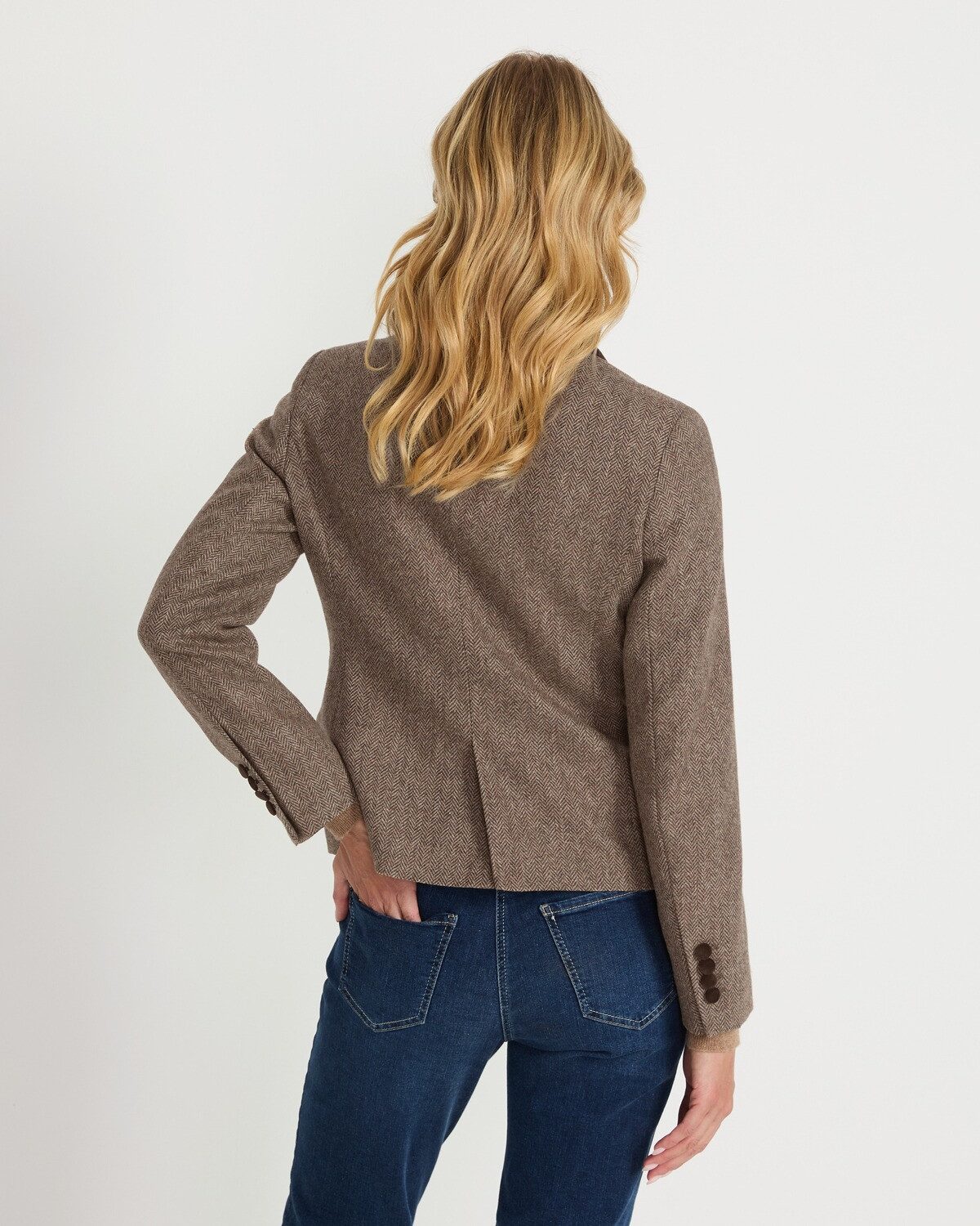 Highmoor Outdoorjacke Fischgrat-Jacke mit Samtdetails – Bild 5 von 5