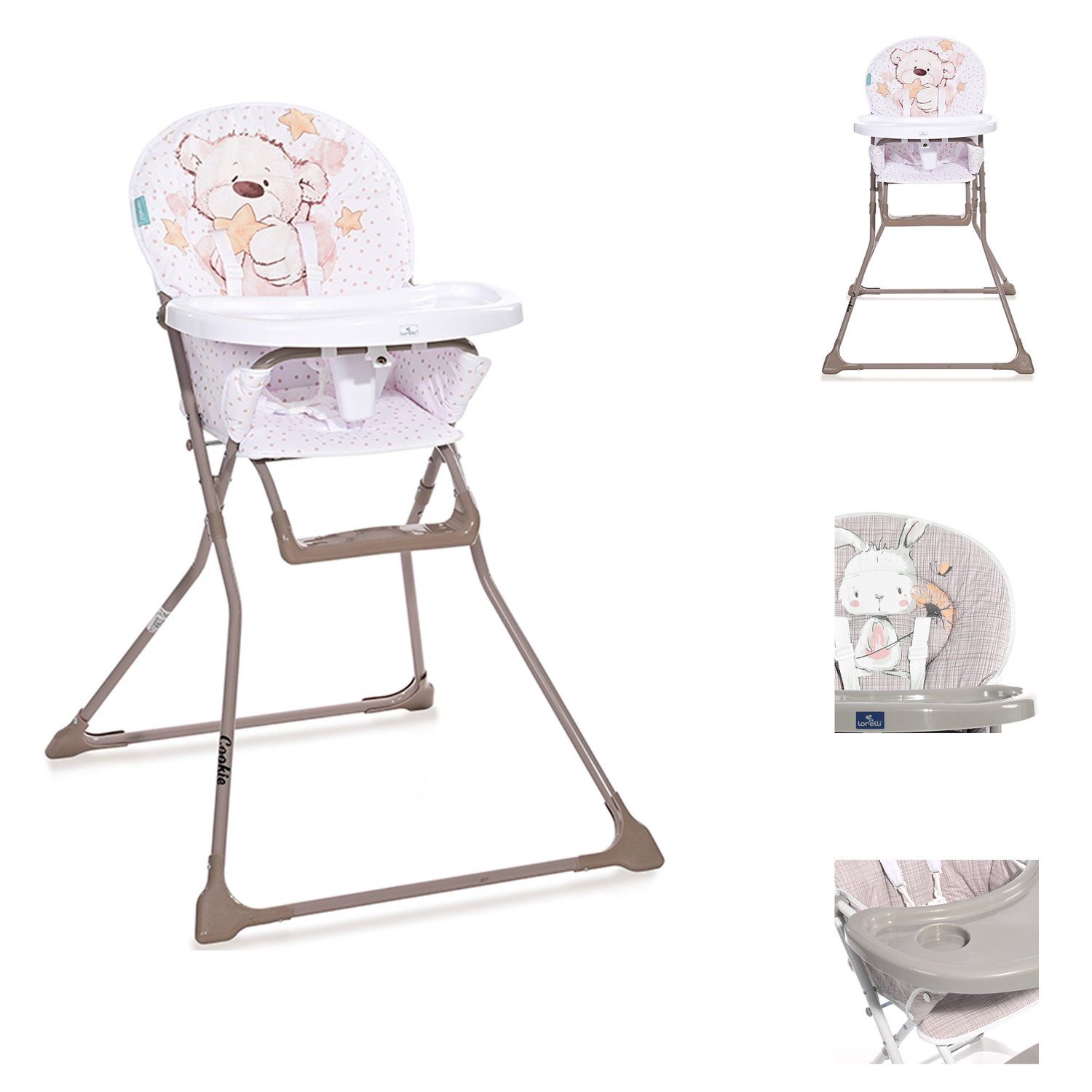 Lorelli Kombihochstuhl Kinder-Hochstuhl Cookie, Bechervertiefung, abwaschbarer Stoff, klappbar