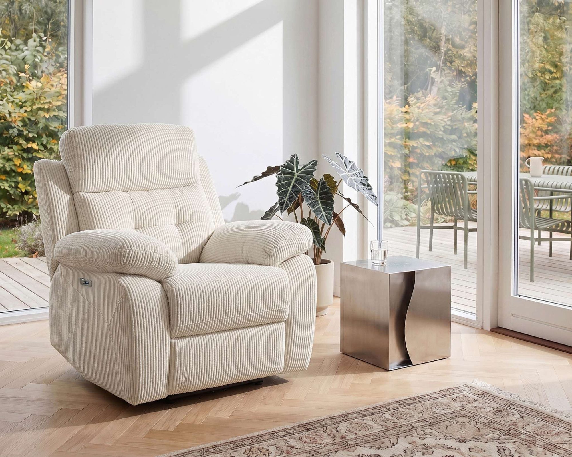 OTTO home Relaxsessel Lannilis mit Liegefunktion, Fernsehsessel, mit manueller und elektrischer Relaxfunktion, creme