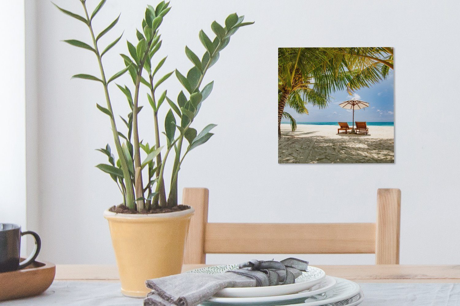 St), Strand Bilder Sonnenschirm, Schlafzimmer - Leinwandbild - Wohnzimmer Strandkorb (1 für OneMillionCanvasses® bunt Leinwand