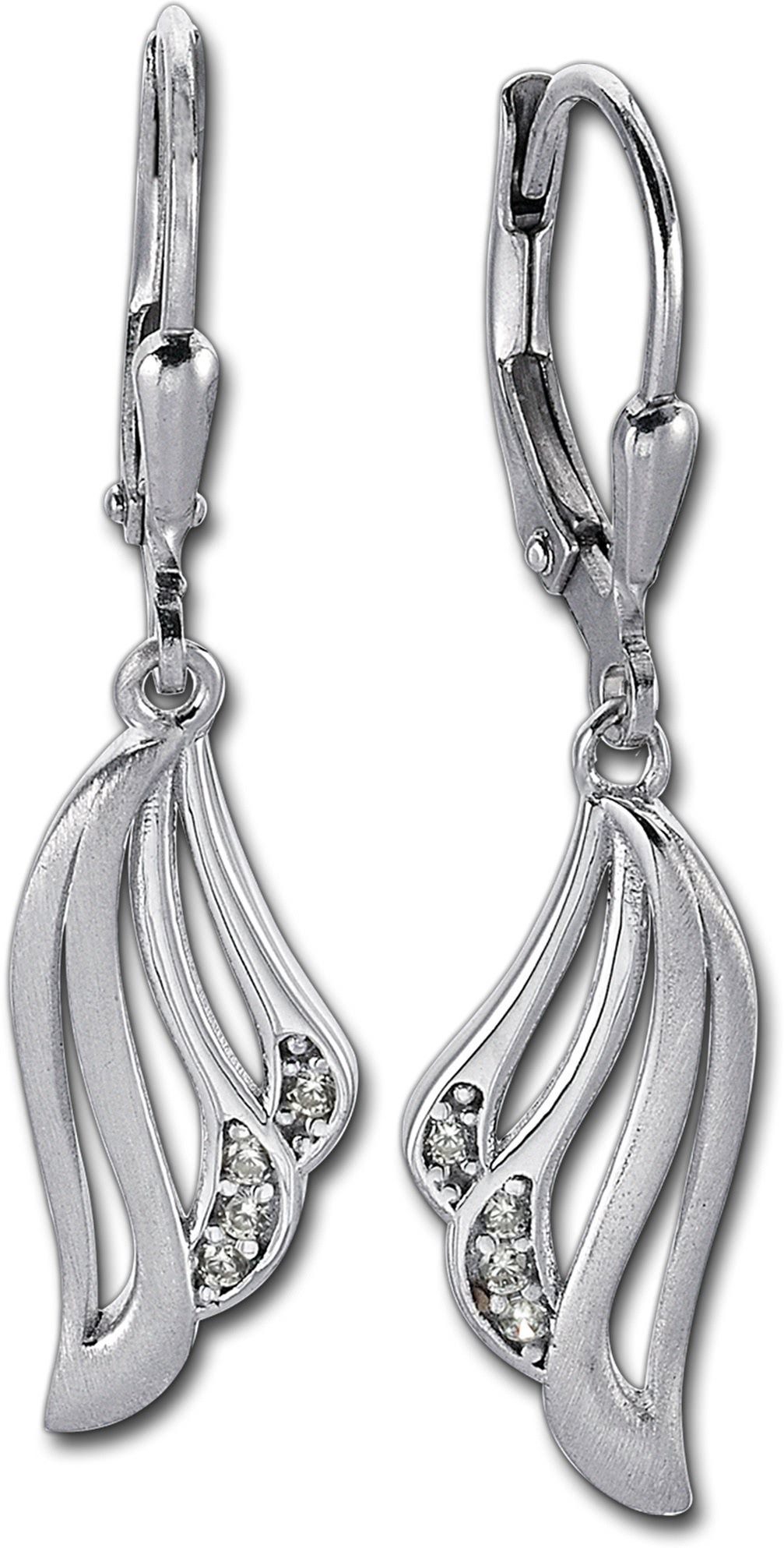 Balia Paar Ohrhänger Balia Damen Ohrringe matt und poliert (Ohrhänger), Damen Ohrhänger Fächer aus 925 Sterling Silber, Länge ca. 3,5cm | Ohrhänger