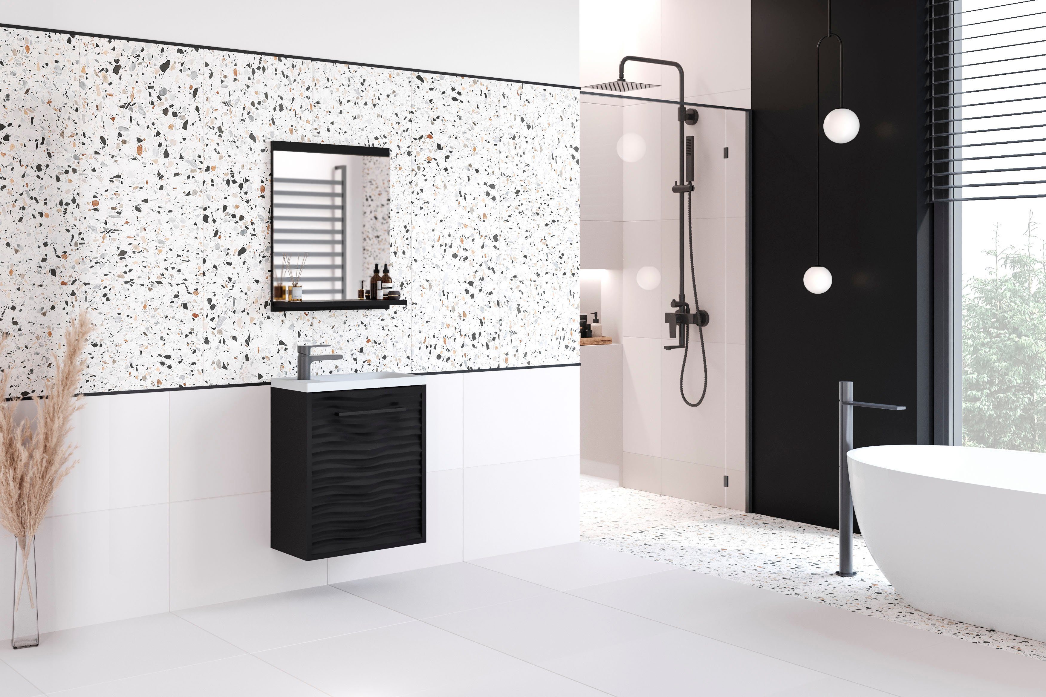 welltime Badmöbel-Set Canada, (Komplett-Set, 2-St., Fronten mit Wellenstruk günstig online kaufen