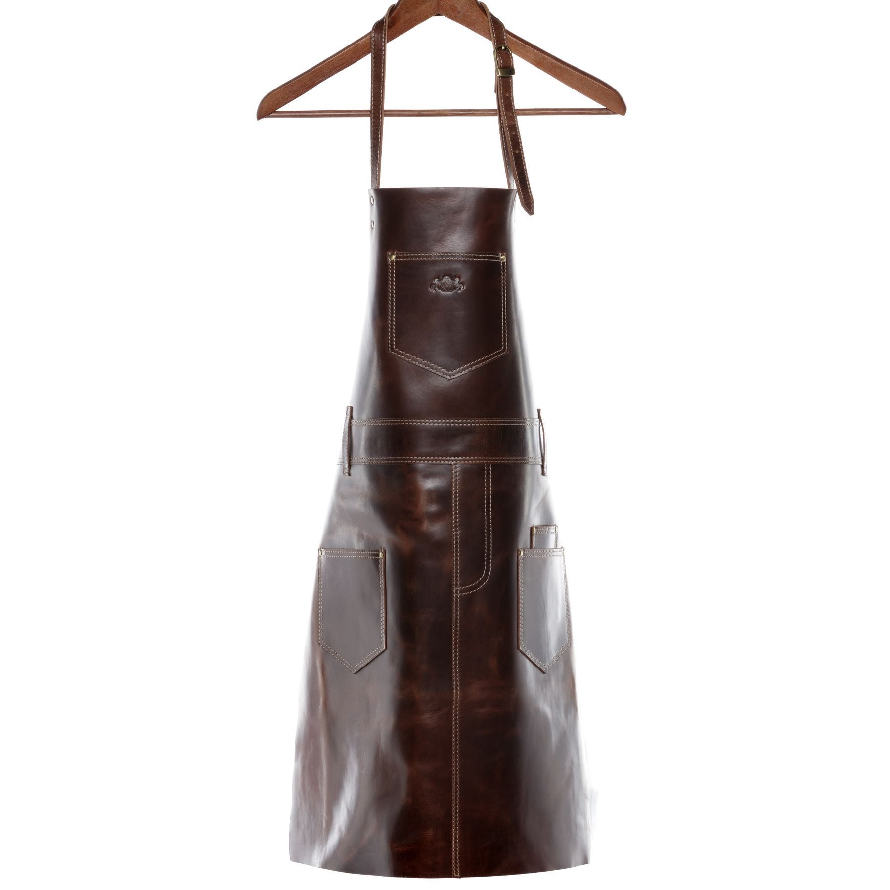 SID & VAIN Grillschürze echt Leder Schürze zum Grillen BBQ groß braun DEAN, Kochschürze echt Leder Unisex, Lederschürze BBQ braun-cognac