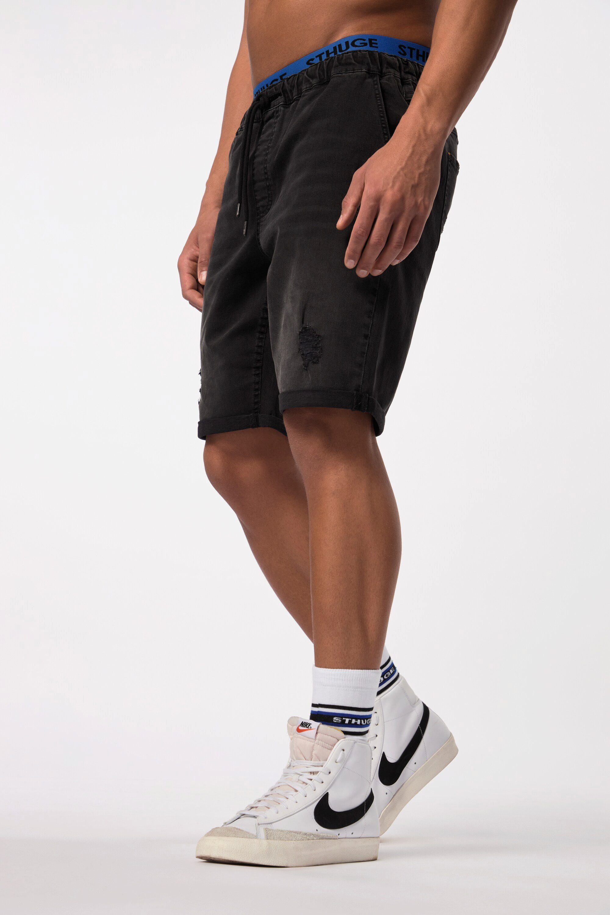 STHUGE Jeansbermudas Jeans-Bermuda FLEXLASTIC® Denim destroyed