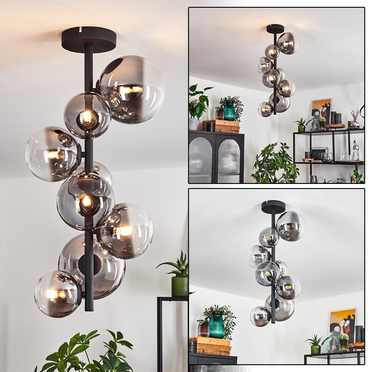 hofstein Deckenleuchte Deckenlampe aus Metall/Glas in Schwarz/Chromfarben/K günstig online kaufen