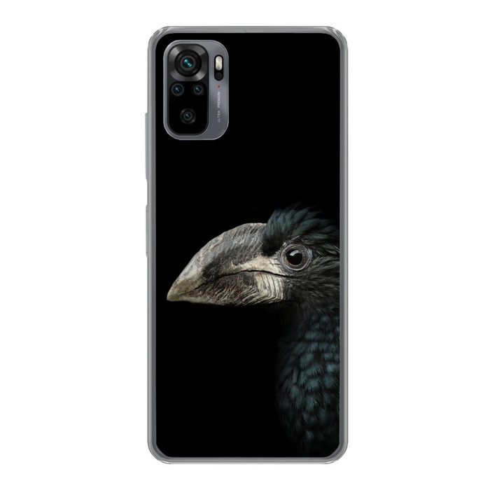 MuchoWow Handyhülle Vogel - Porträt - Hornvogel - Schwarz - Tiere Phone Case Handyhülle Xiaomi Redmi Note 10 Pro Silikon Schutzhülle