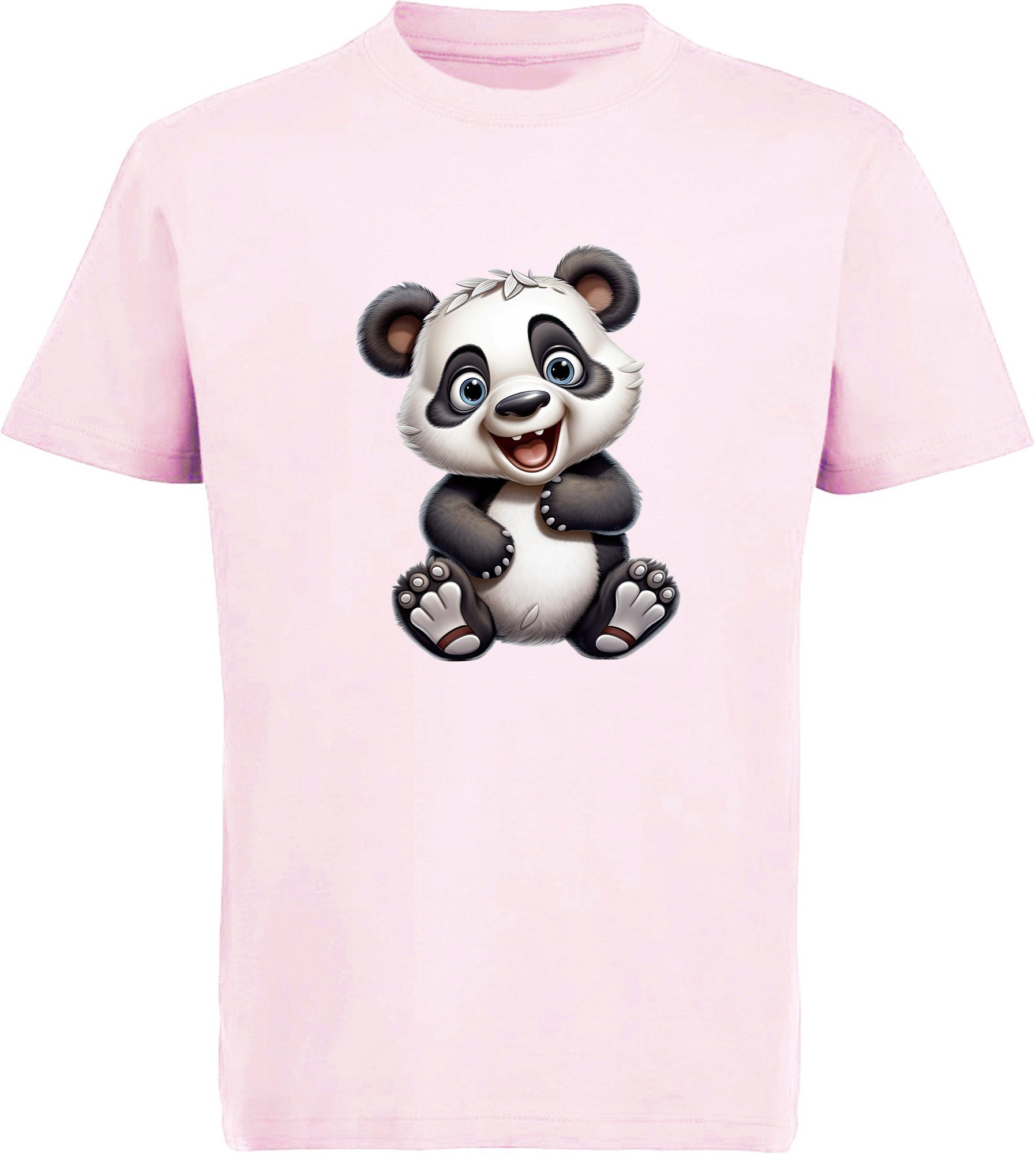 MyDesign24 T-Shirt Kinder Wildtier Print Shirt bedruckt - Baby Panda Bär Baumwollshirt mit Aufdruck, i277 rosa