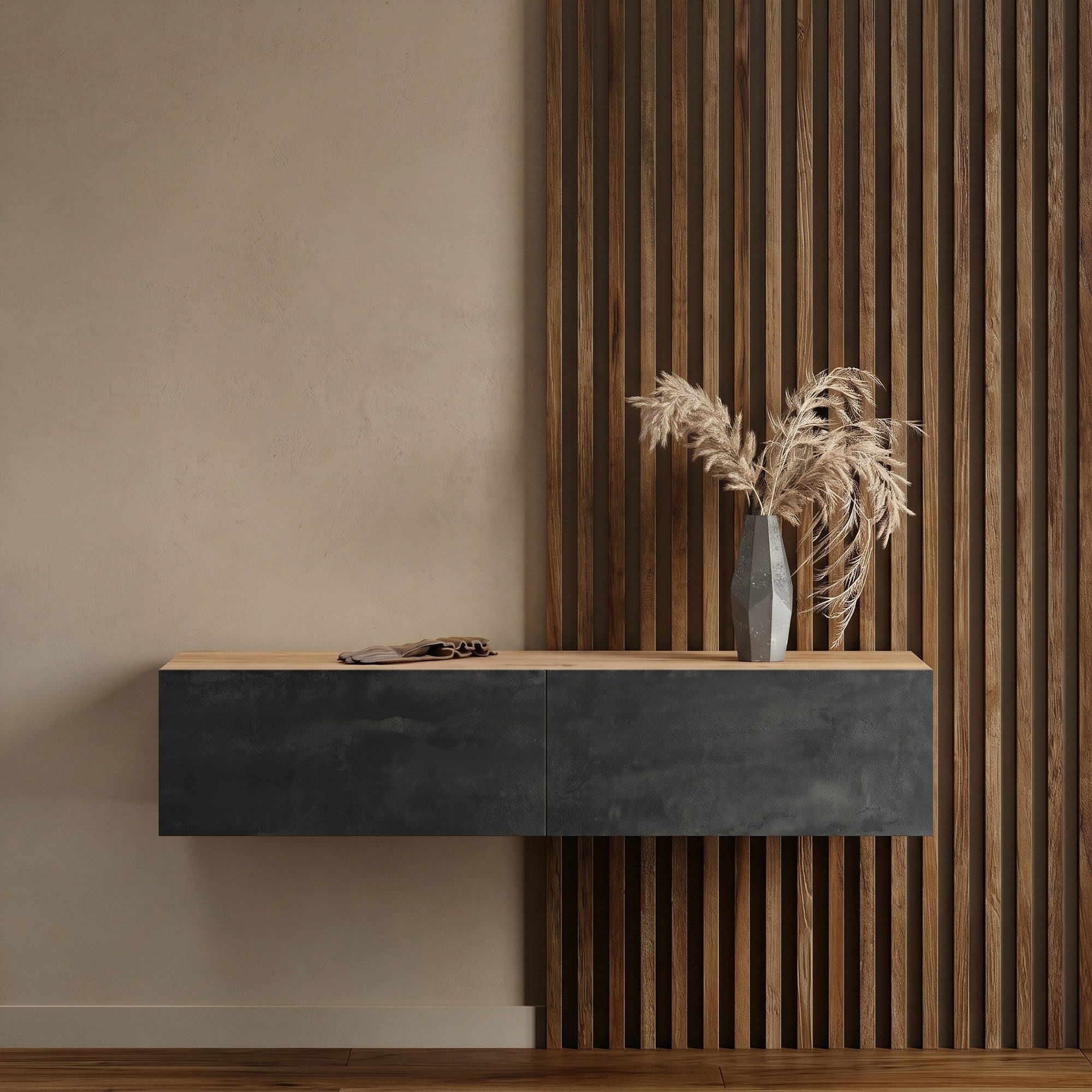Planetmöbel Garderobenschrank Kompaktgarderobe Wandschrank 140 cm (schmaler Flurschrank mit Stauraum, 1-St., Flurgarderobe mit Soft-Open Funktion) Flurkommode vielseitig kombinierbar