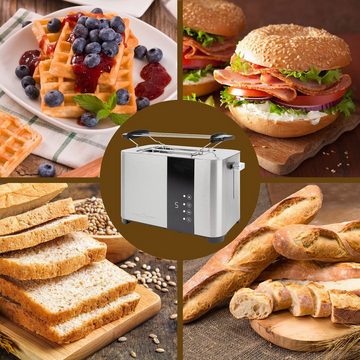 ProfiCook Toaster PC-TA 1250, Toaster 2 Scheiben, mit Senor Touch-Bedienung, Edelstahl
