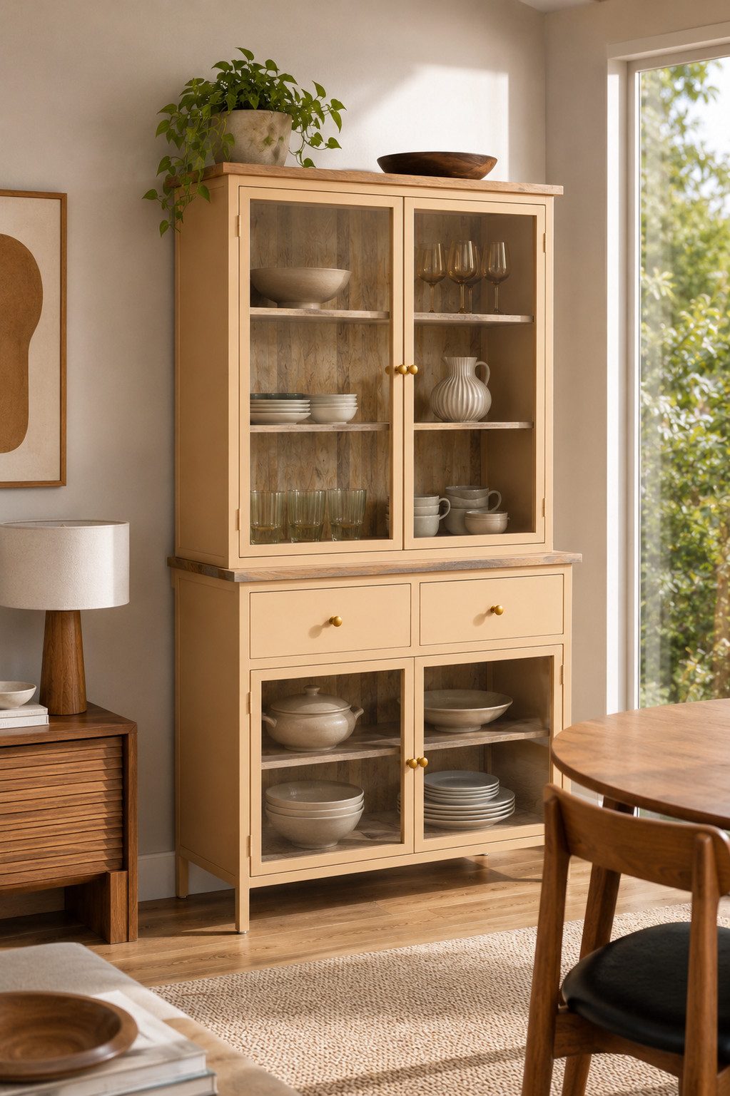 Vintagehaus Küchenbuffet Landhaus Vitrine Küchenbuffet Provence Vintage Metallkorpus Holz 200cm