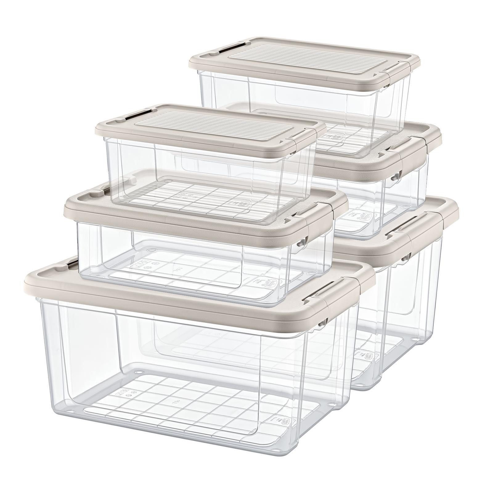 astor24 Aufbewahrungsbox Aufbewahrungsbox Deckel Kunststoffbox Transparent Regalbox Lagerbox (Spielzeugbox, Lagerbox), 16 verschiedene Größen Stapelbox Kiste Lagerbox Werkstatt Garten