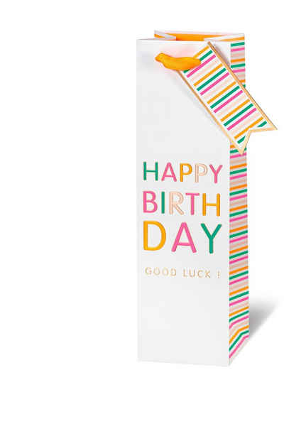 BSB Grußkarten Tasche - Flaschen Format - 36x10,5x10 cm - BSB - NEON Happy Birthday