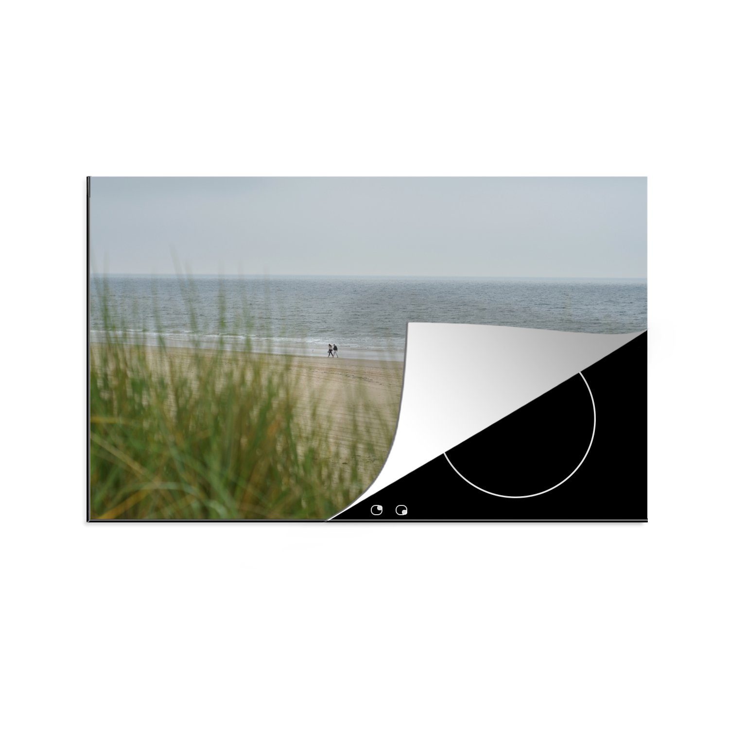 MuchoWow Herdblende-/Abdeckplatte Strandspaziergang bei Schoorl, Vinyl, (1 tlg), 81x52 cm, Induktionskochfeld Schutz für die küche, Ceranfeldabdeckung