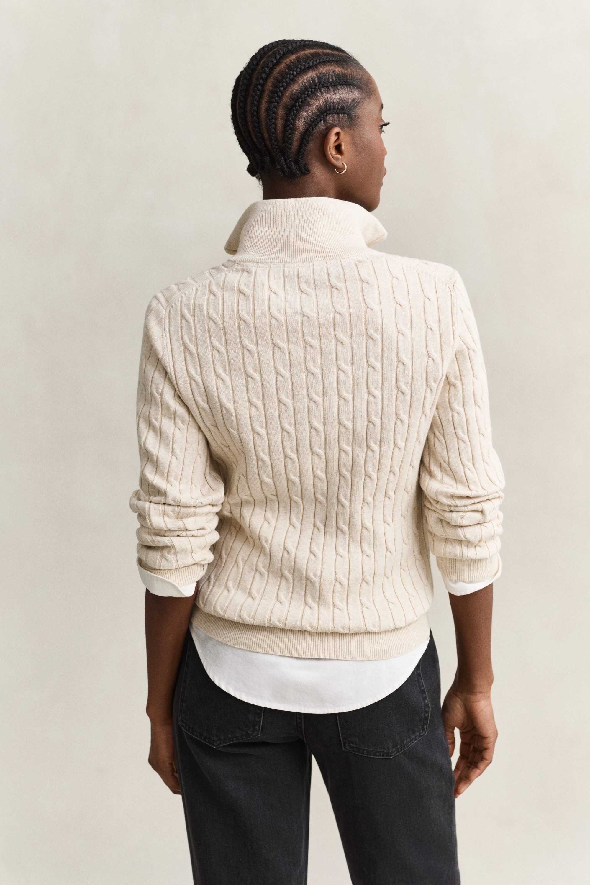 Gant Strickpullover STRETCH COTTON CABLE HALF-ZIP Mit Rundhalsausschnitt