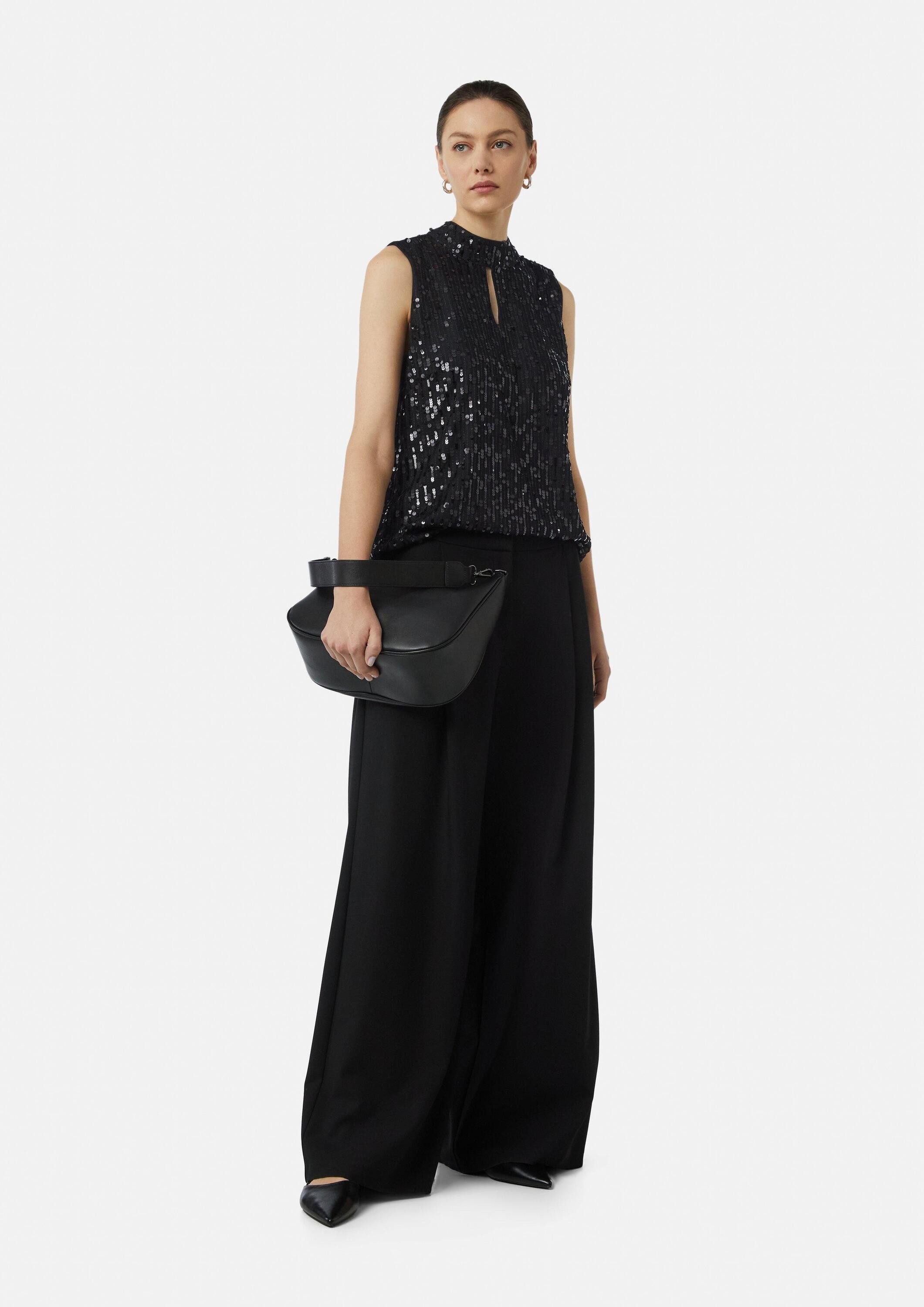 comma Blusentop Bluse Paillettentop mit Cut-out