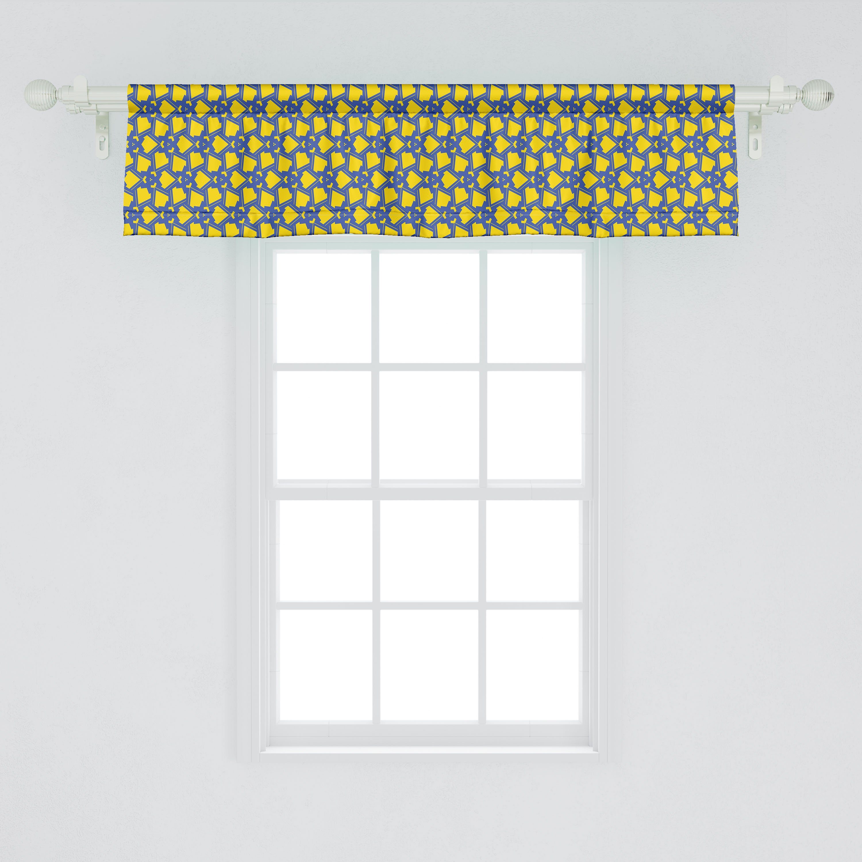 Scheibengardine Vorhang Volant Abstrakte Kunst Stangentasche, für Microfaser, Küche Geometrie Schlafzimmer mit Abakuhaus, bicolored Dekor