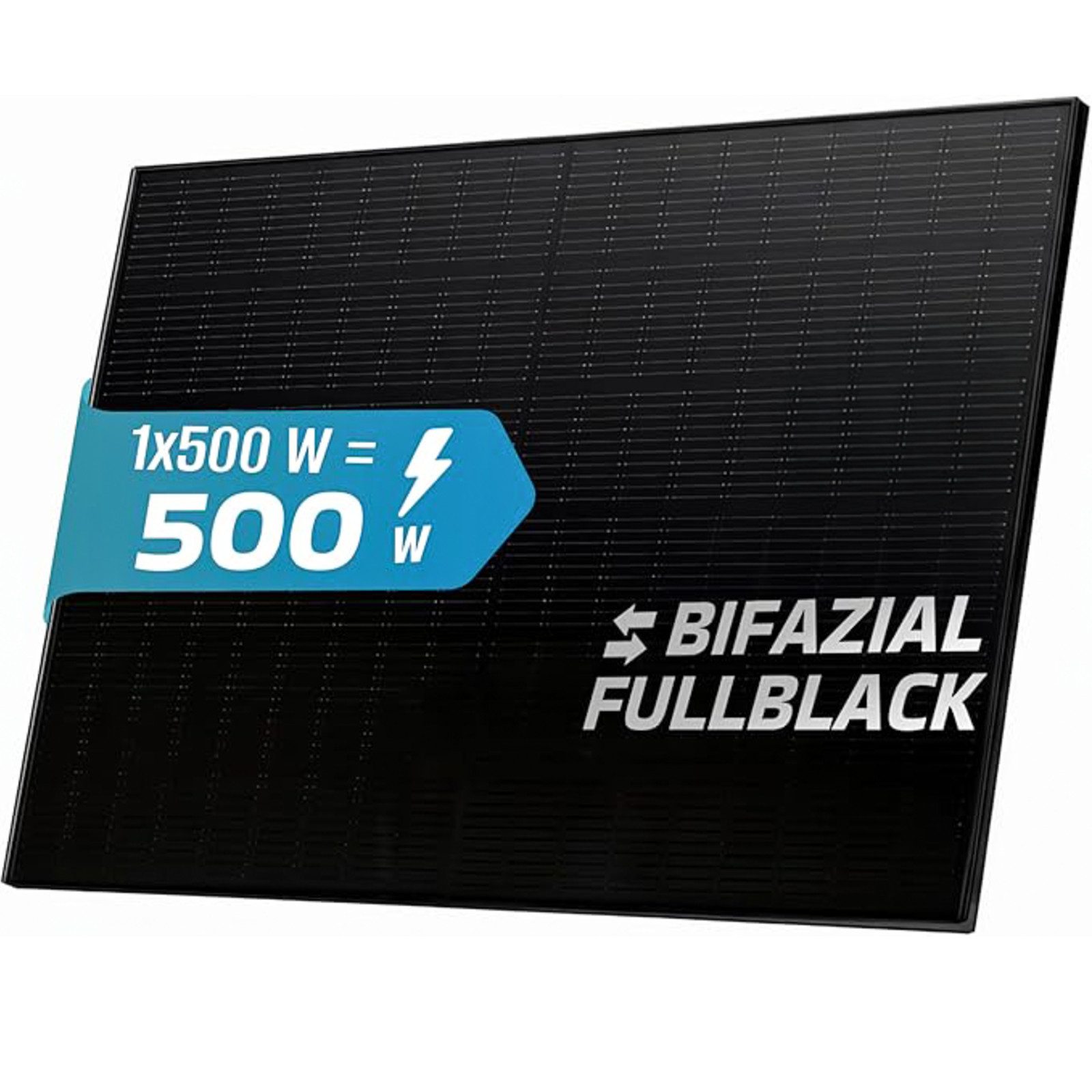 SUNNIVA Solarmodul Solarpanel FULL BLACK Bifazial Glas 500 Watt PV Panel, Monokristallin, (1-St., Setwahl - 1er, 2er oder 4er Set)