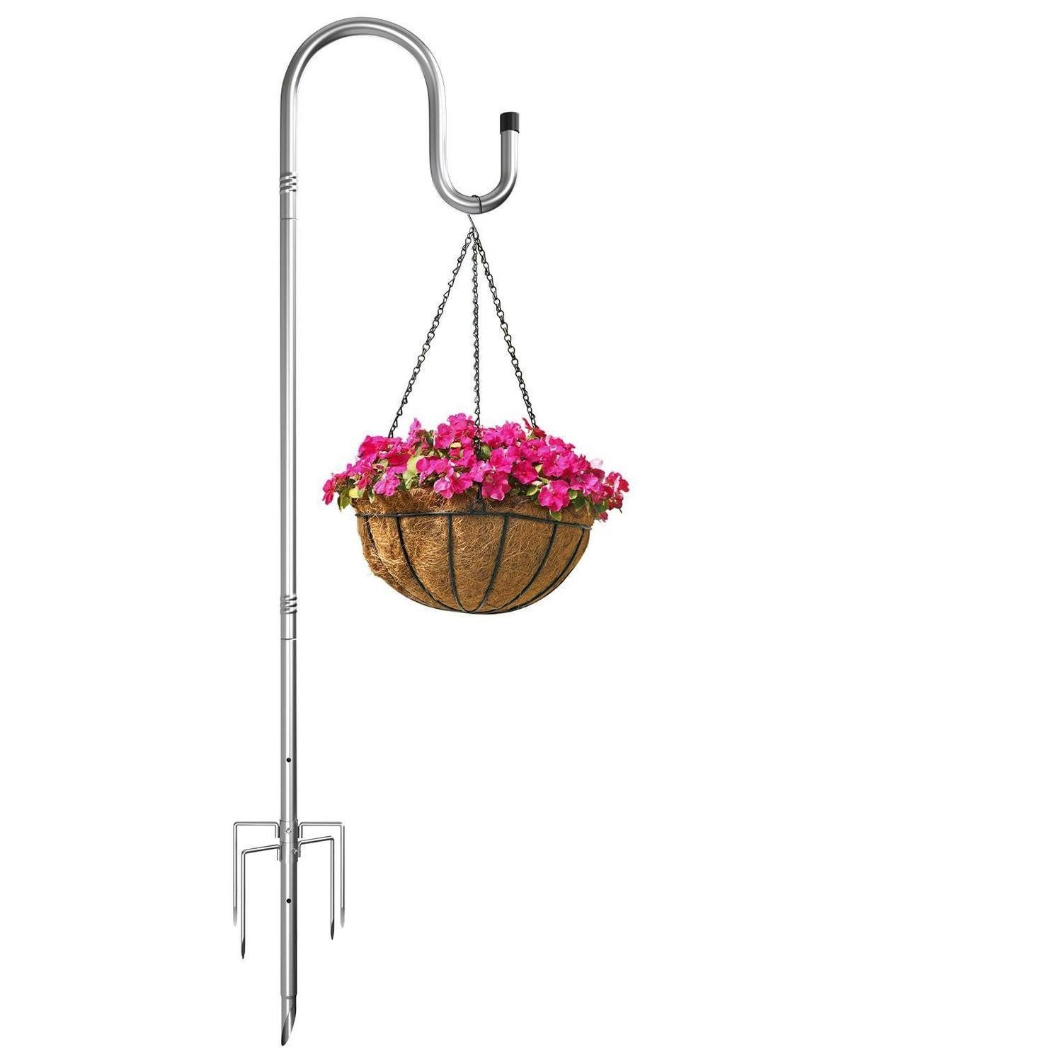 LuxusKollektion Vogelhaus Schäferhaken Schwer 170cm Silber Höhenverstellbar