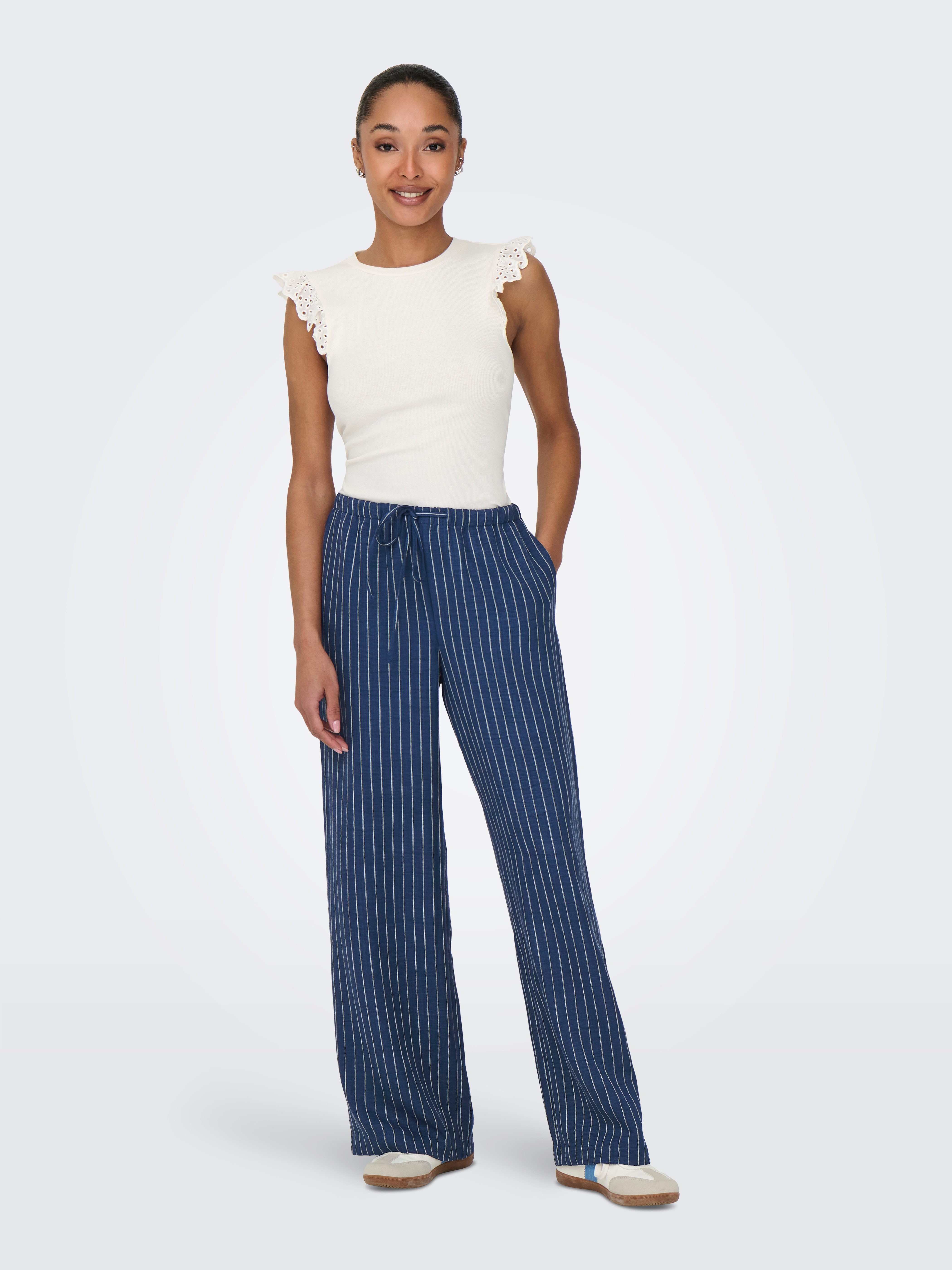 JDY Schlupfhose JDYPOWER MW WIDE PANT WVN NOOS Materialmix, regular fit