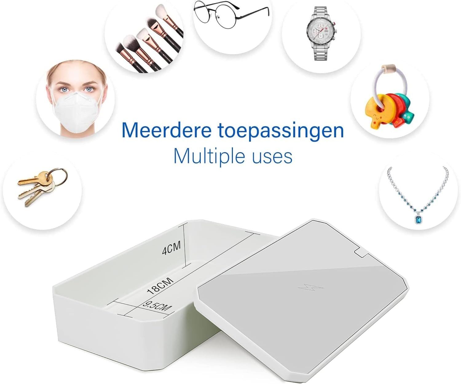 Leicke Ultraschallreiniger UV Desinfektionsbox Sterilisator Licht mit Induktionsladegerät, tragbares Desinfektionsgerät QI induktive LadestationUVReinigungsgerä – Bild 4 von 5