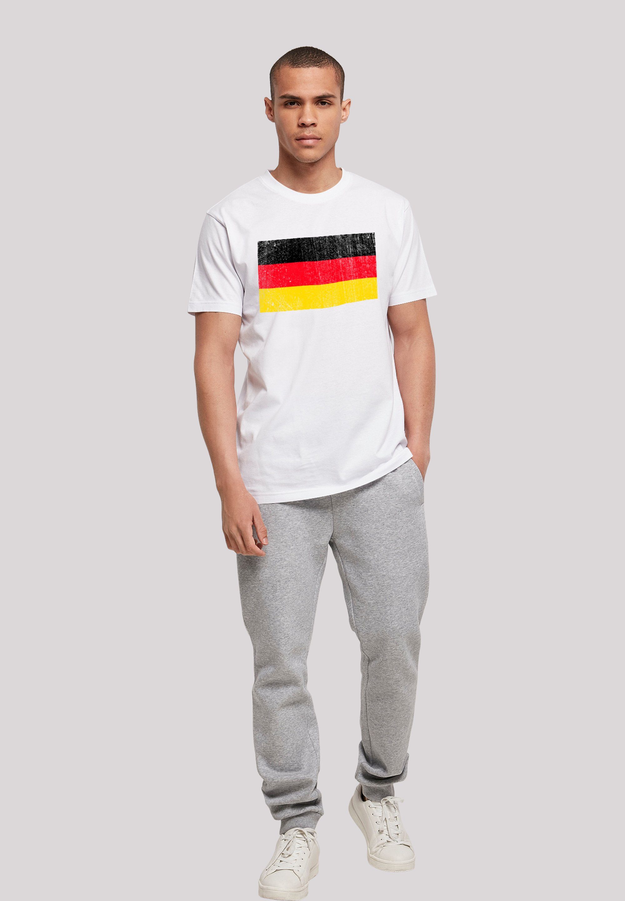 T-Shirt Print F4NT4STIC distressed Deutschland Germany weiß Flagge