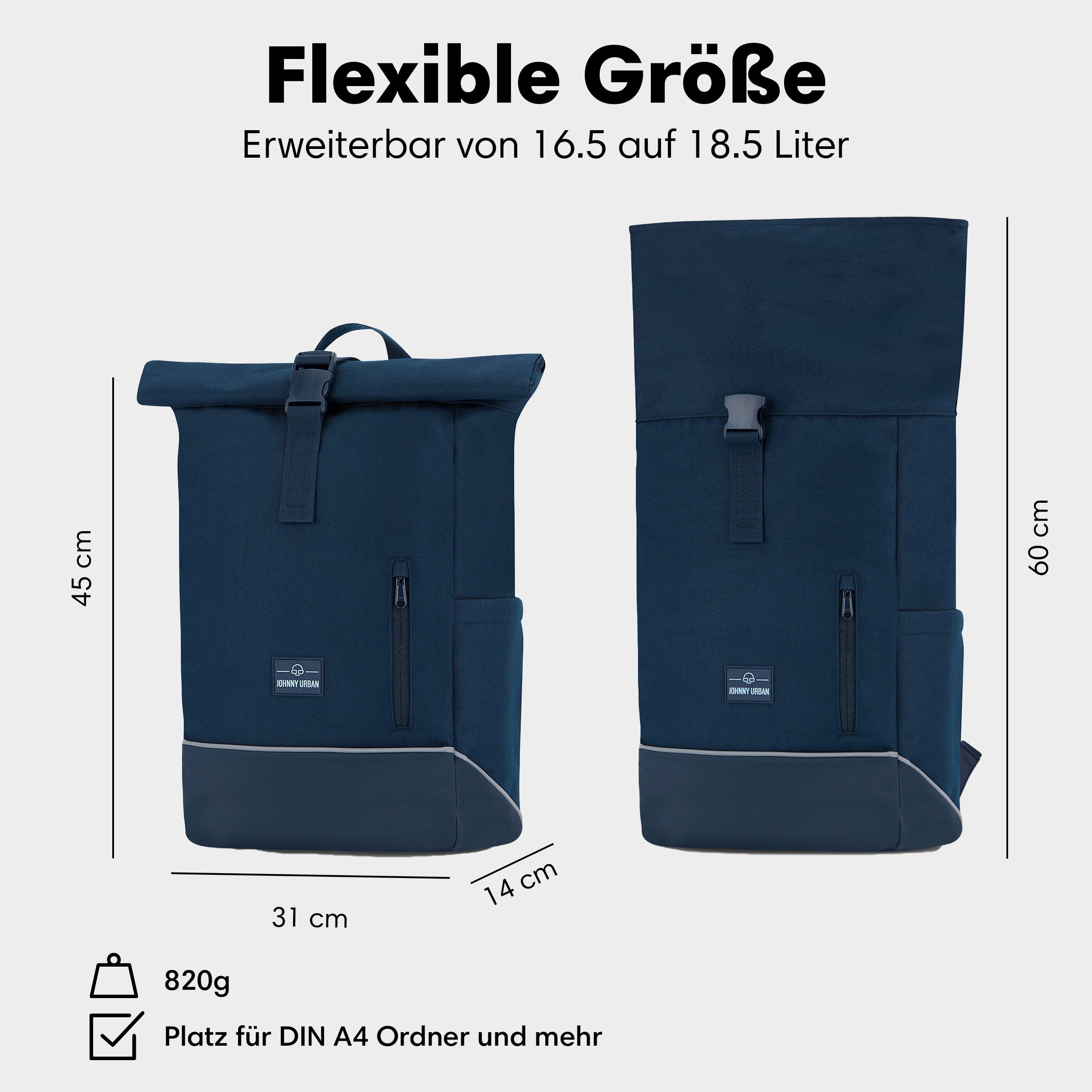 Johnny Urban Fahrradtasche ROBIN MEDIUM BIKE, 2in1 Rucksack und Fahrradtasche (1-tlg), Flexible Größe, Wasserabweisend