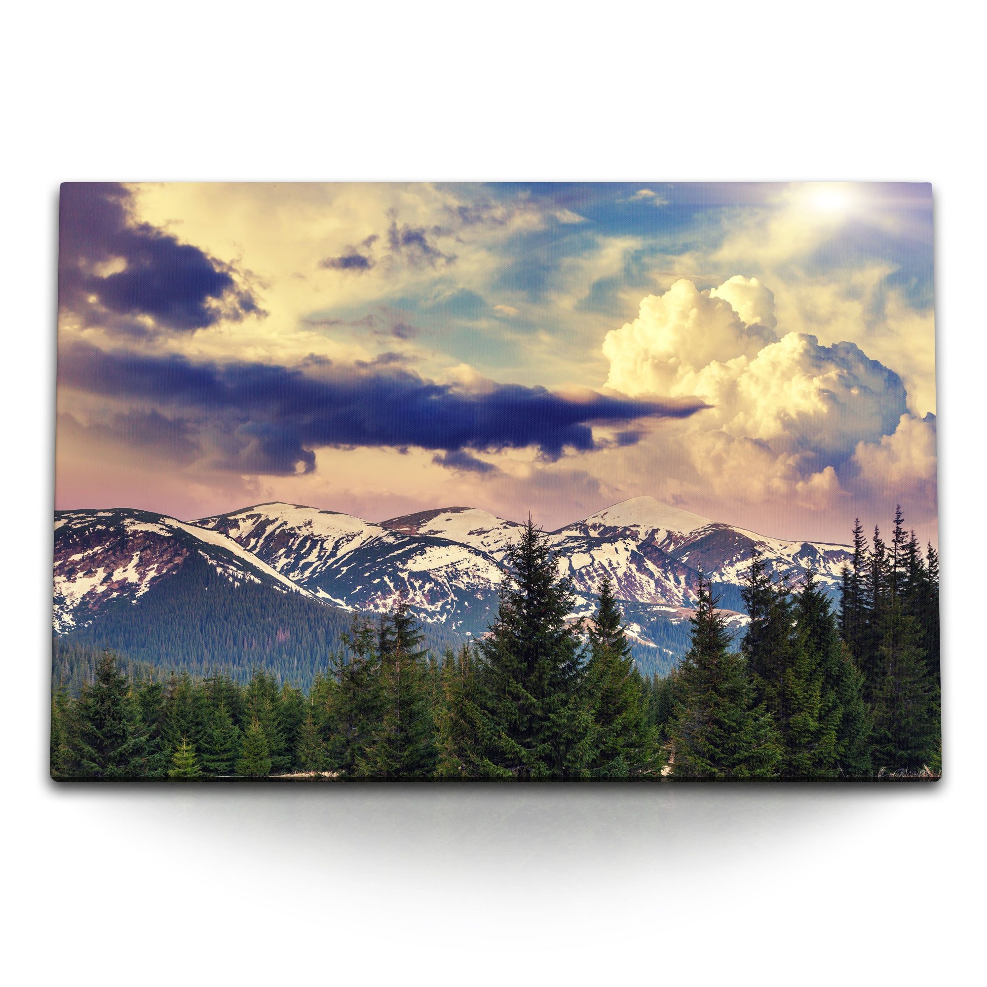Leinwandbild 120x80cm Wandbild auf Leinwand Berge Landschaft Schnee Alaska Natur du