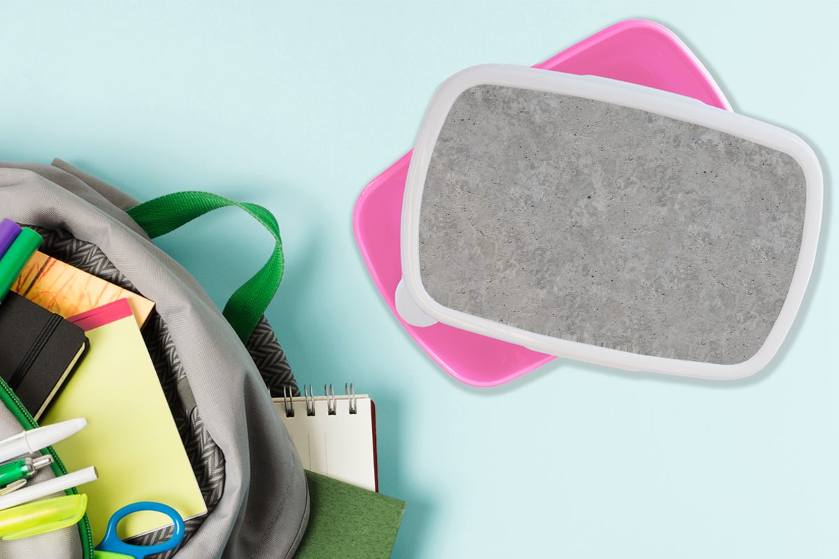 MuchoWow Lunchbox Muster - Erwachsene, Kunststoff rosa Snackbox, für Brotdose Zement Mädchen, Beton, Kinder, Brotbox (2-tlg), Kunststoff, 