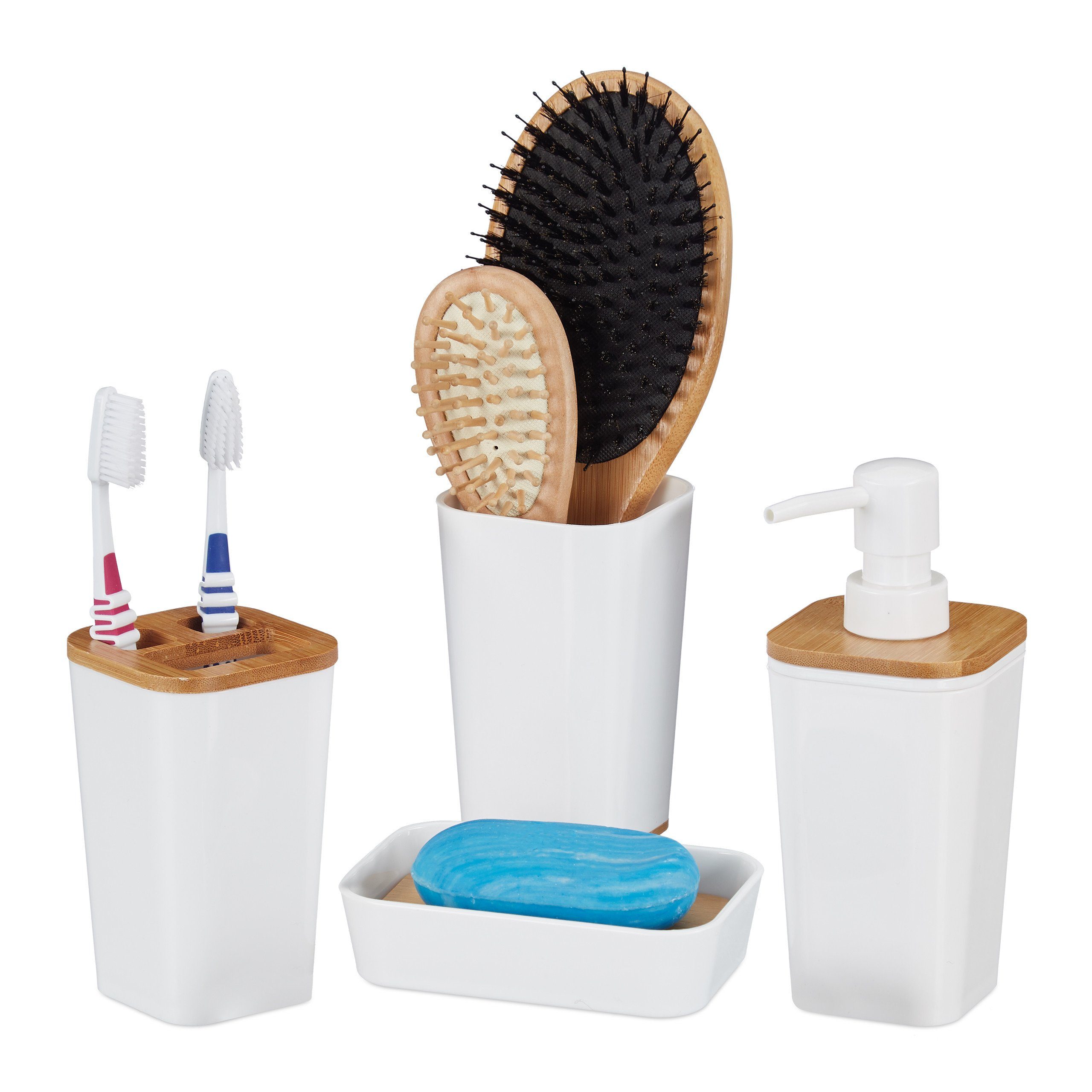 relaxdays Badorganizer 4-teiliges Badaccessoires Set