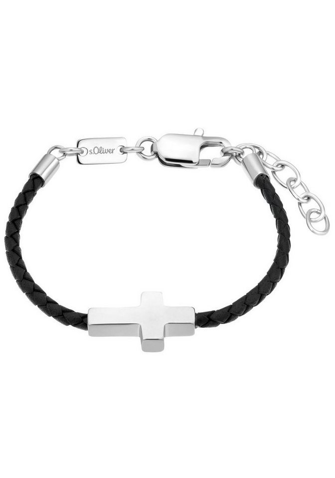  Junior Lederarmband Kreuz, 2036872, Kinder Jungen Armband mit  Kreuz-Symbol von