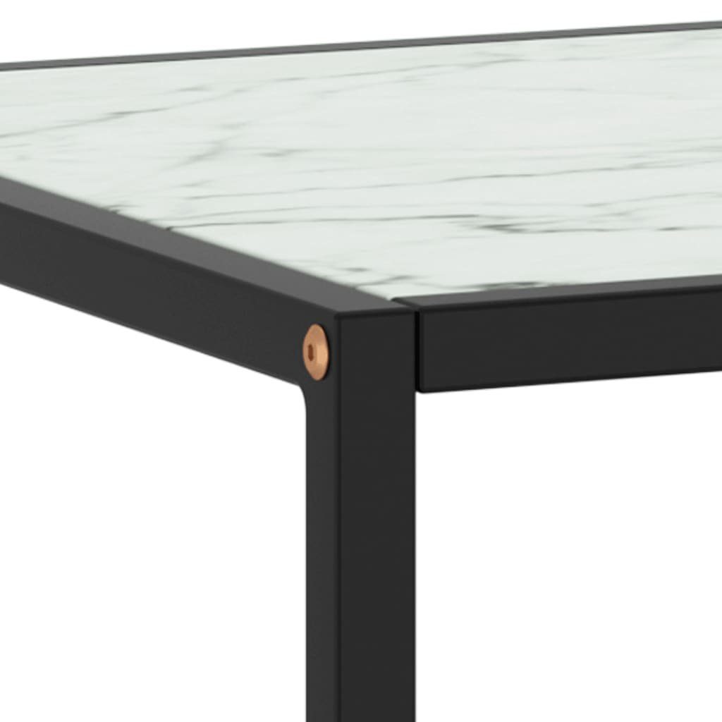 Couchtisch (1-St) Weiß | Glas cm Weißem vidaXL Weiß mit Schwarz Marmor-Optik 40x40x50 Couchtisch