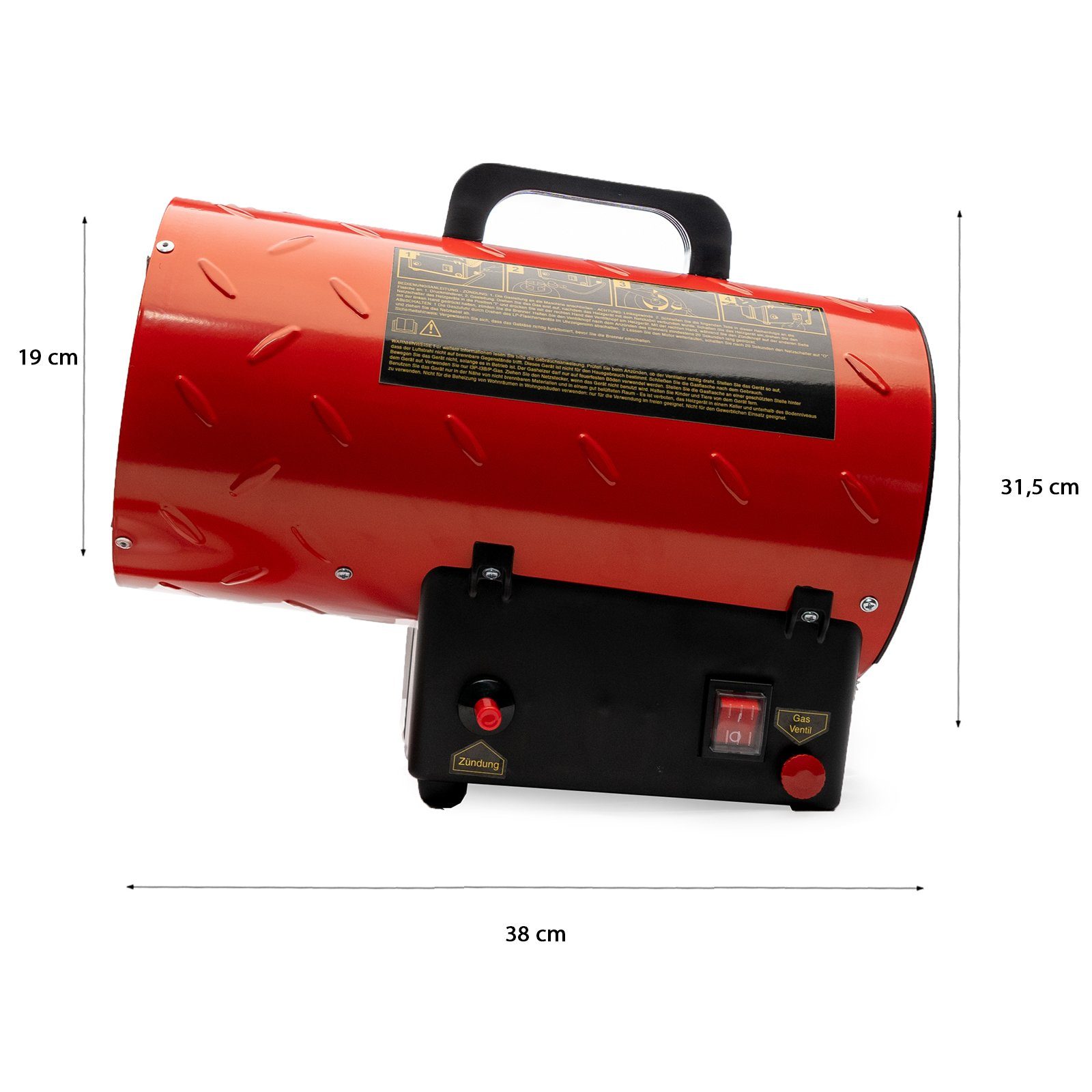 Grafner Heizgerät Gasheizer Gasheizgebläse Heizlüfter Bauheizer 15kW Bautrockner, 15000 W, Überhitzungsschutz