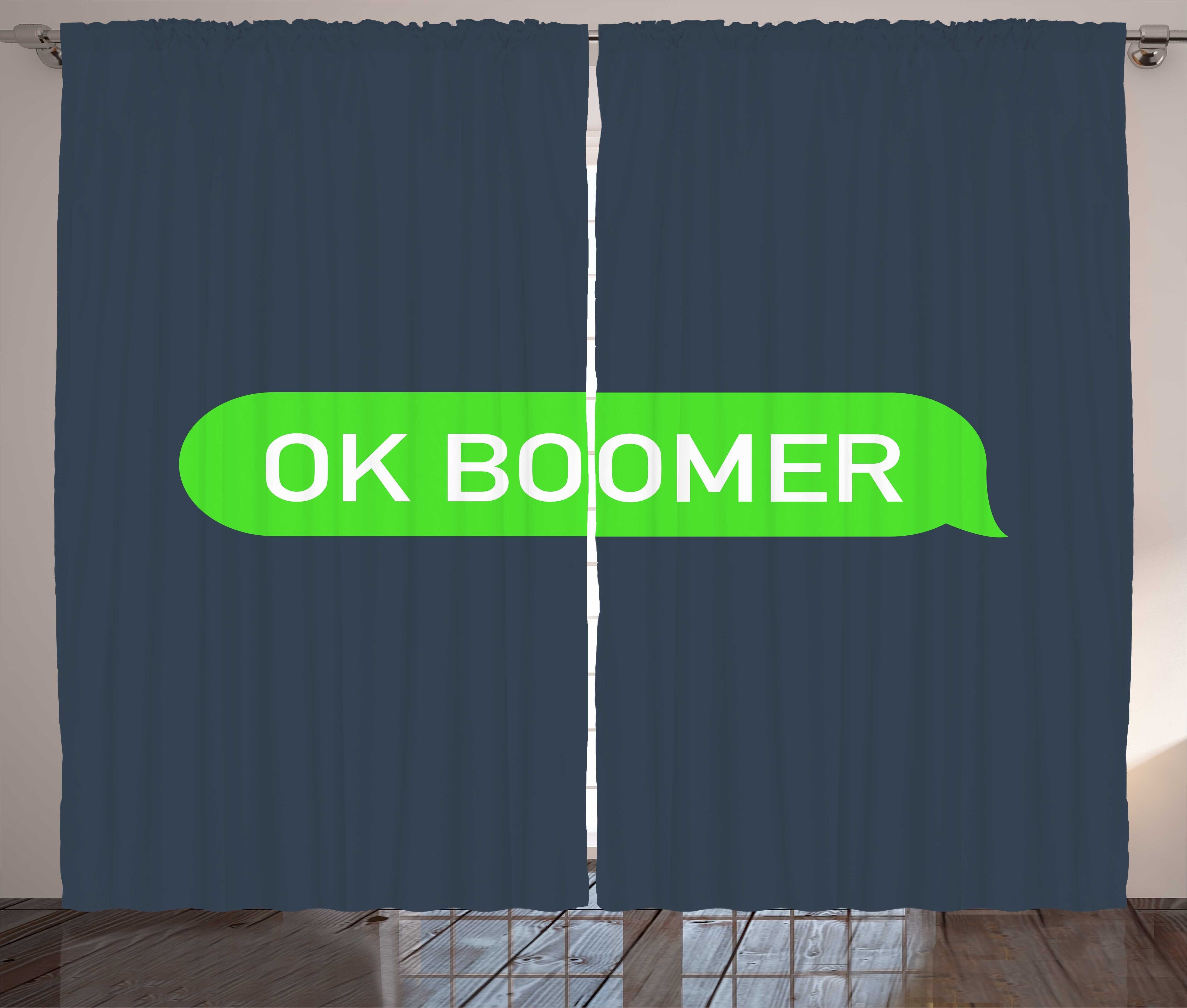 Gardine Schlafzimmer Kräuselband Vorhang mit Boomer OK Abakuhaus, Meme Schlaufen Haken, Mobiltelefon-Nachricht und