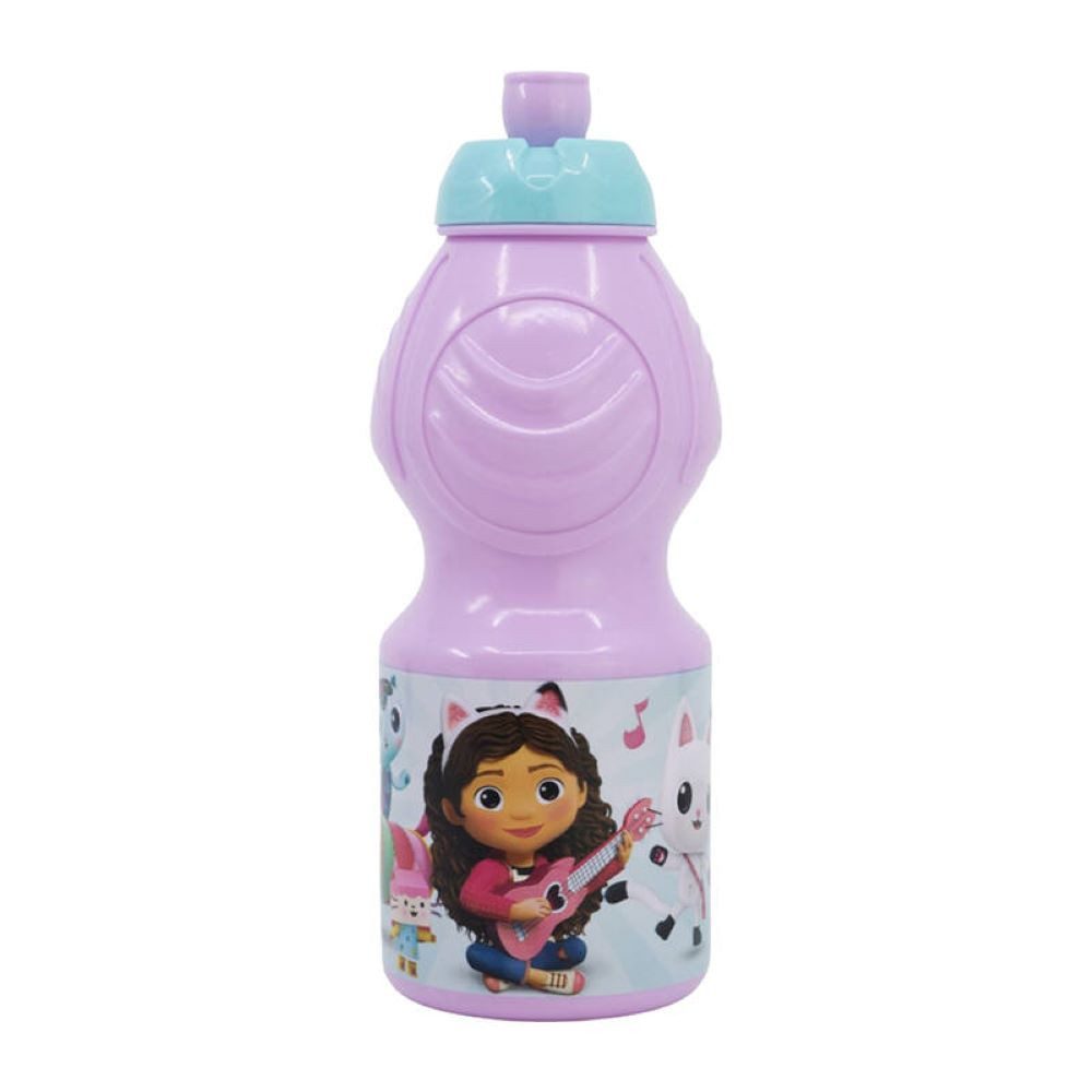 Trinkflasche Pinke Trinkflasche 400 ml für Kinder mit Zeichentrickfigur-Motiv