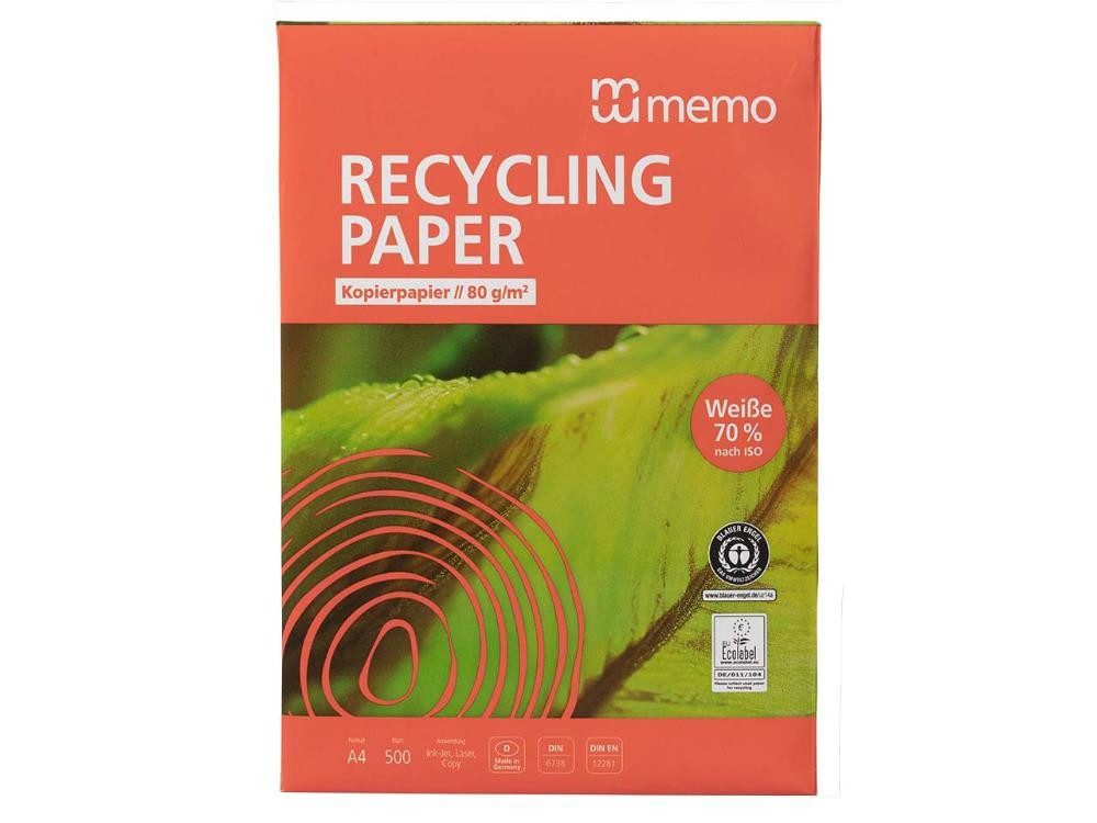 memo Kopierpapier memo Recycling-Kopierpapier 'memoPRINT' 500 Blatt