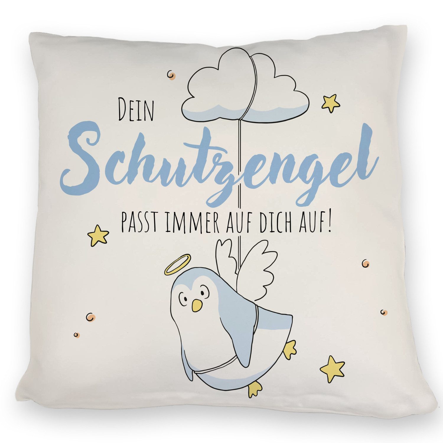 speecheese Dekokissen Schutzengel-Pinguin Kissen in blau günstig online kaufen
